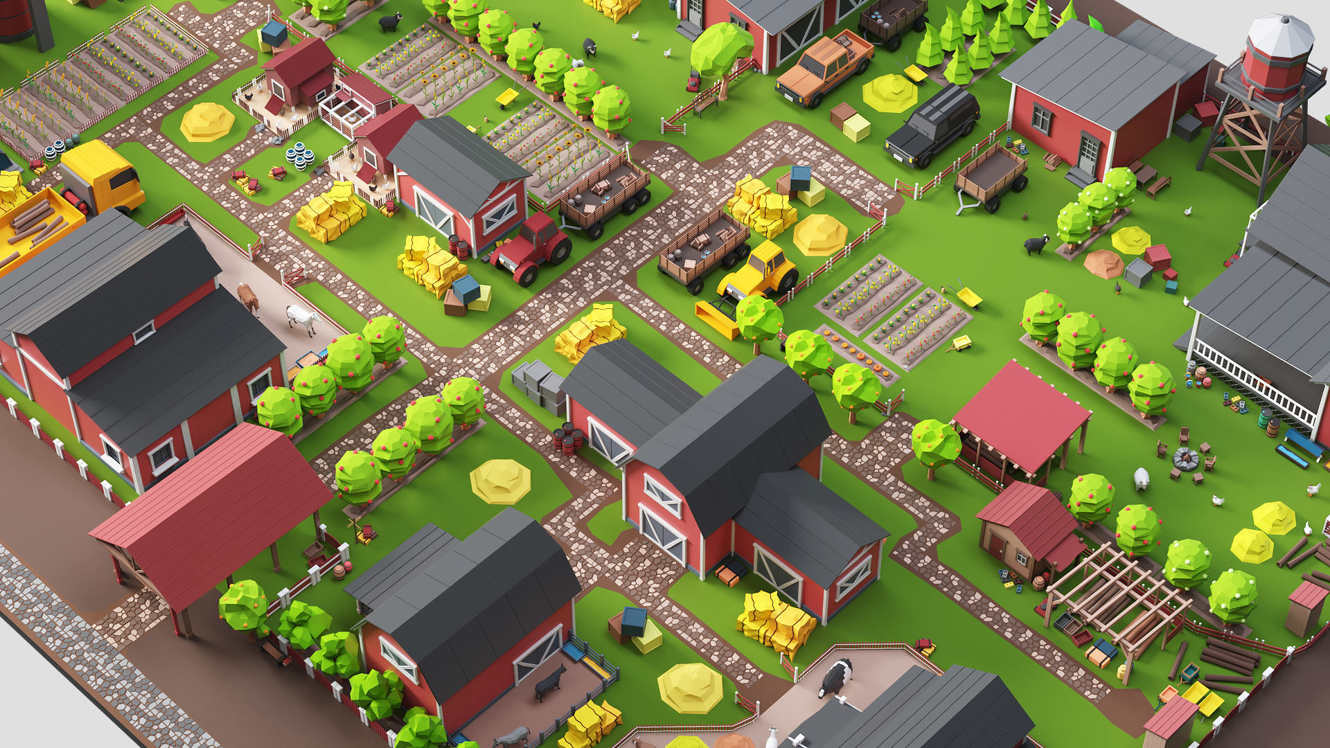 Low Poly Farm Pack - Ready Farm Collection lowpoly Low-poly 3D model_6