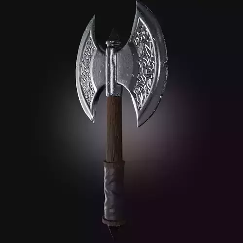 Axe silver PBR low-poly game raedy