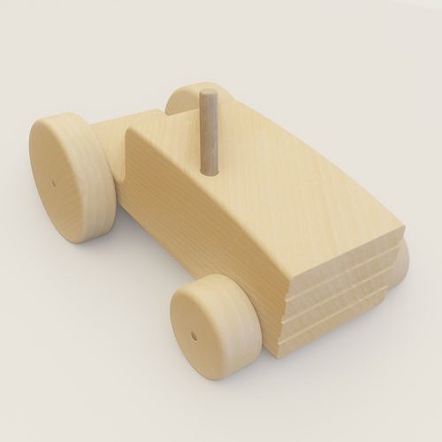 Wooden Tractor Toy Low-poly 3D model 4