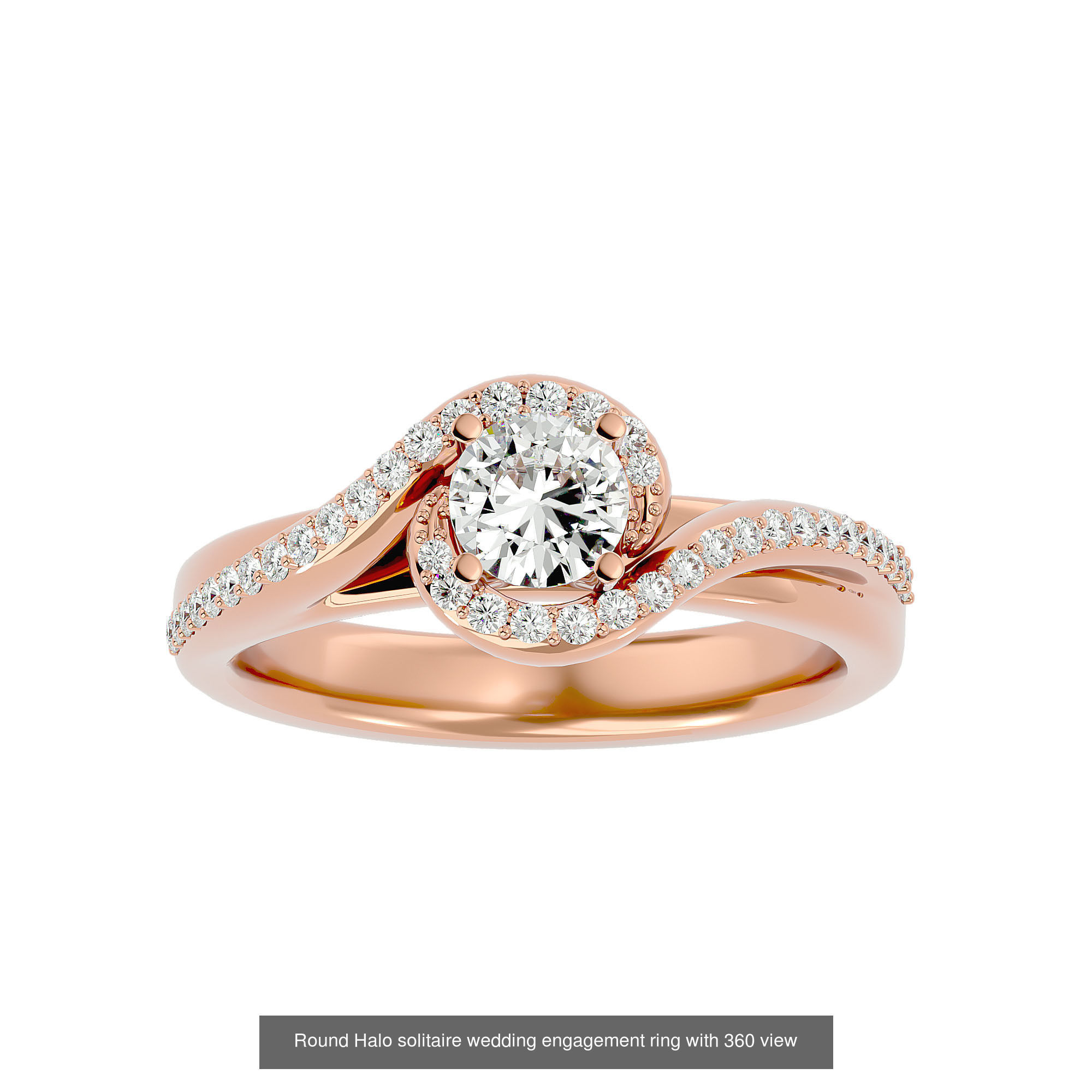 182 Halo solitaire wedding engagement ring with 360 view 3D Model Collection_73