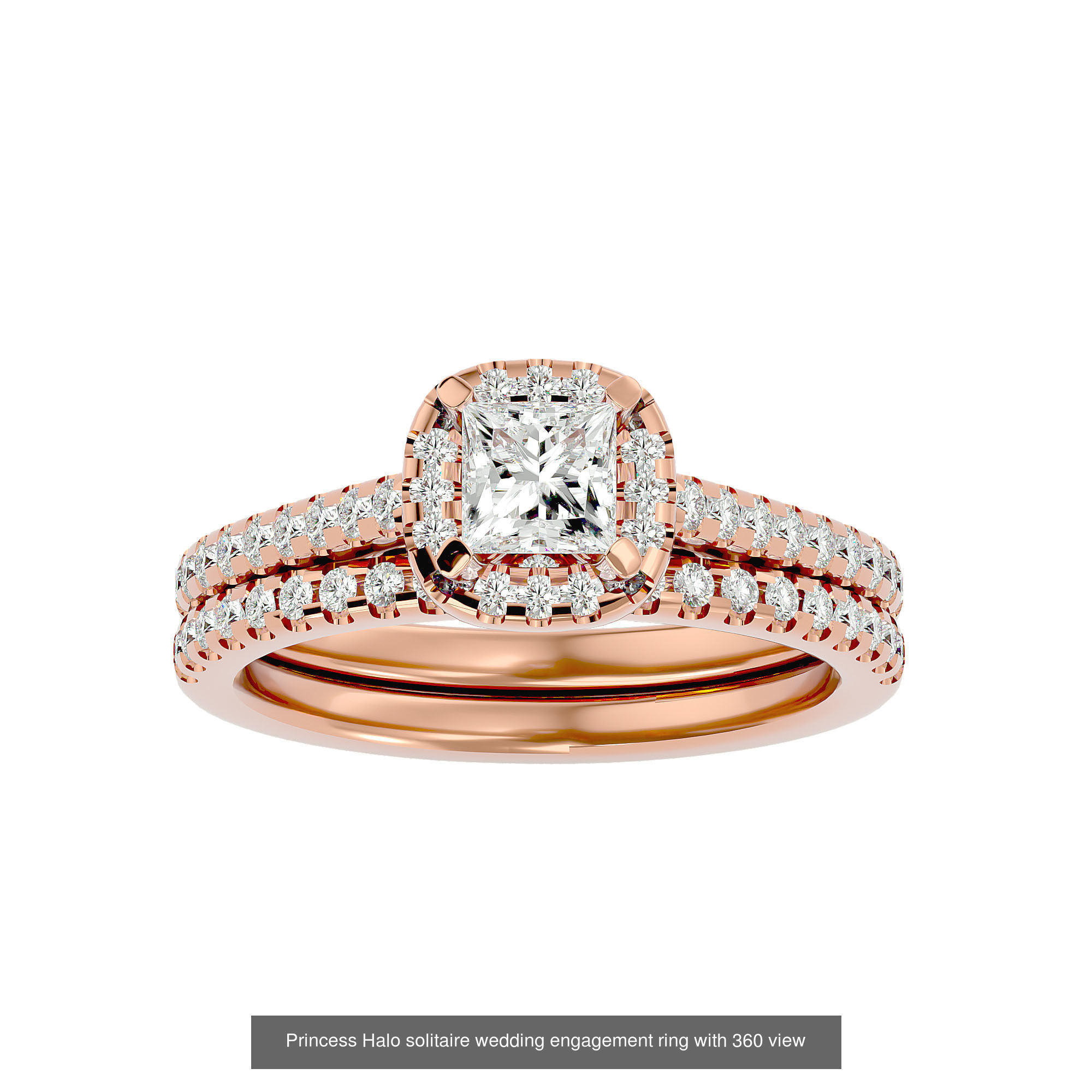 182 Halo solitaire wedding engagement ring with 360 view 3D Model Collection_259