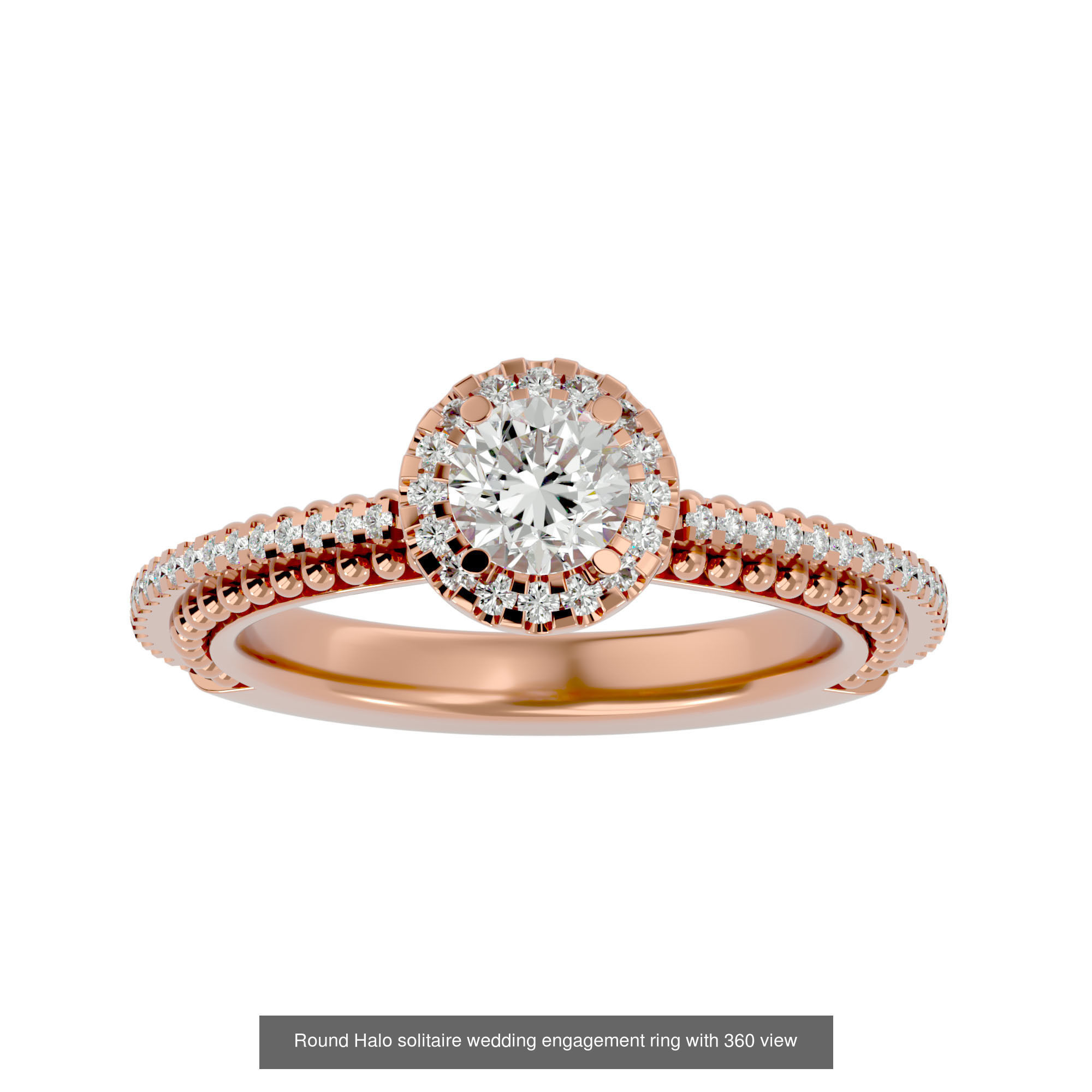 182 Halo solitaire wedding engagement ring with 360 view 3D Model Collection_141
