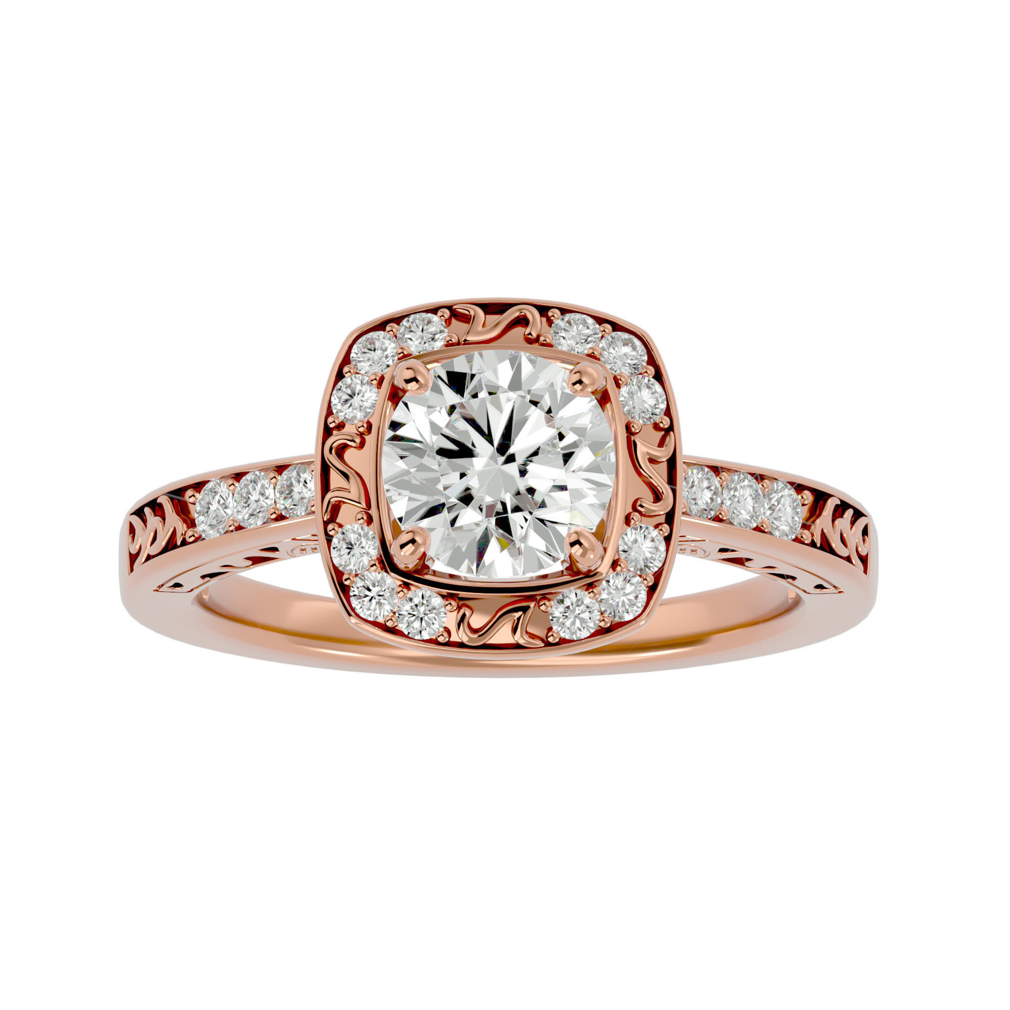 182 Halo solitaire wedding engagement ring with 360 view 3D Model Collection_278