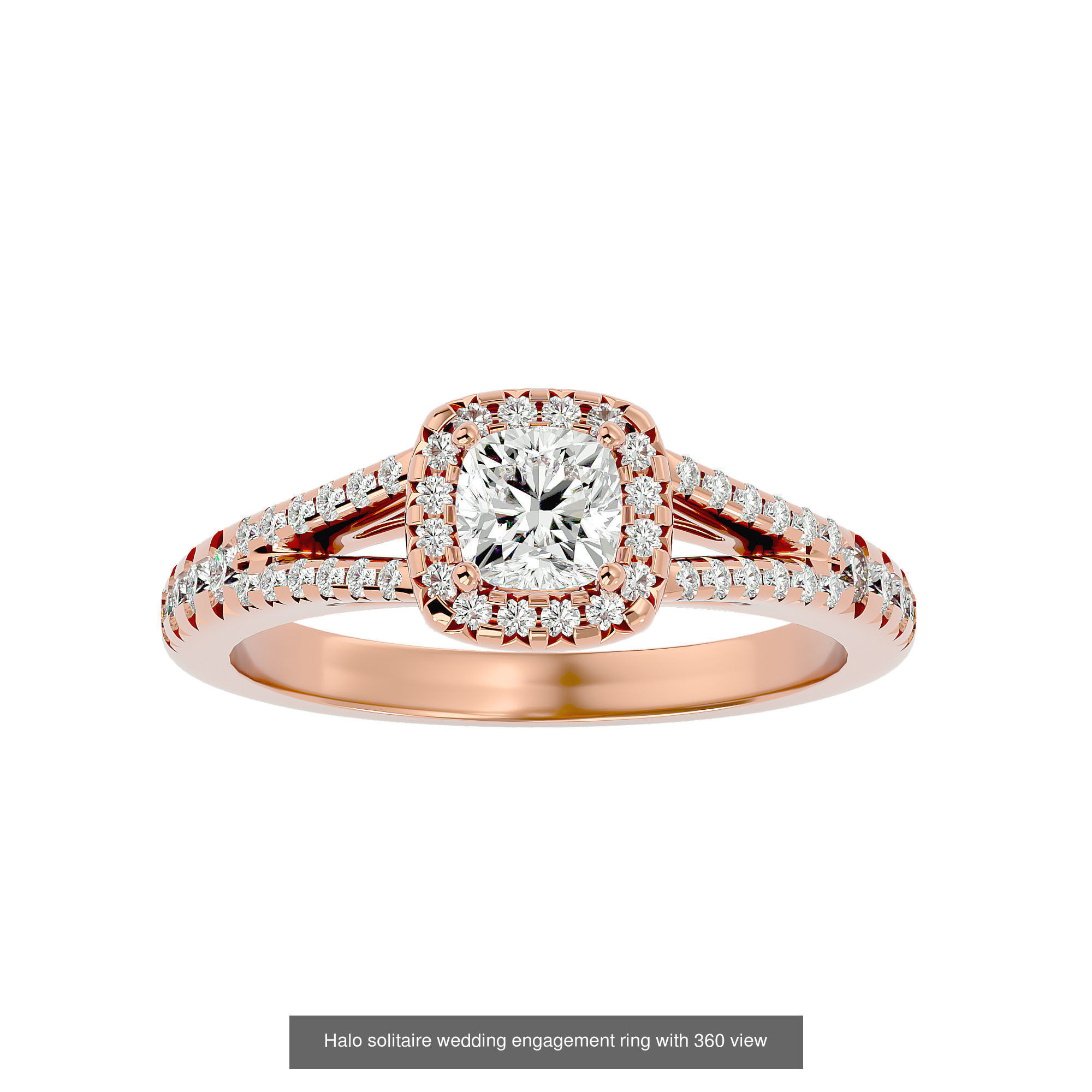 182 Halo solitaire wedding engagement ring with 360 view 3D Model Collection_342