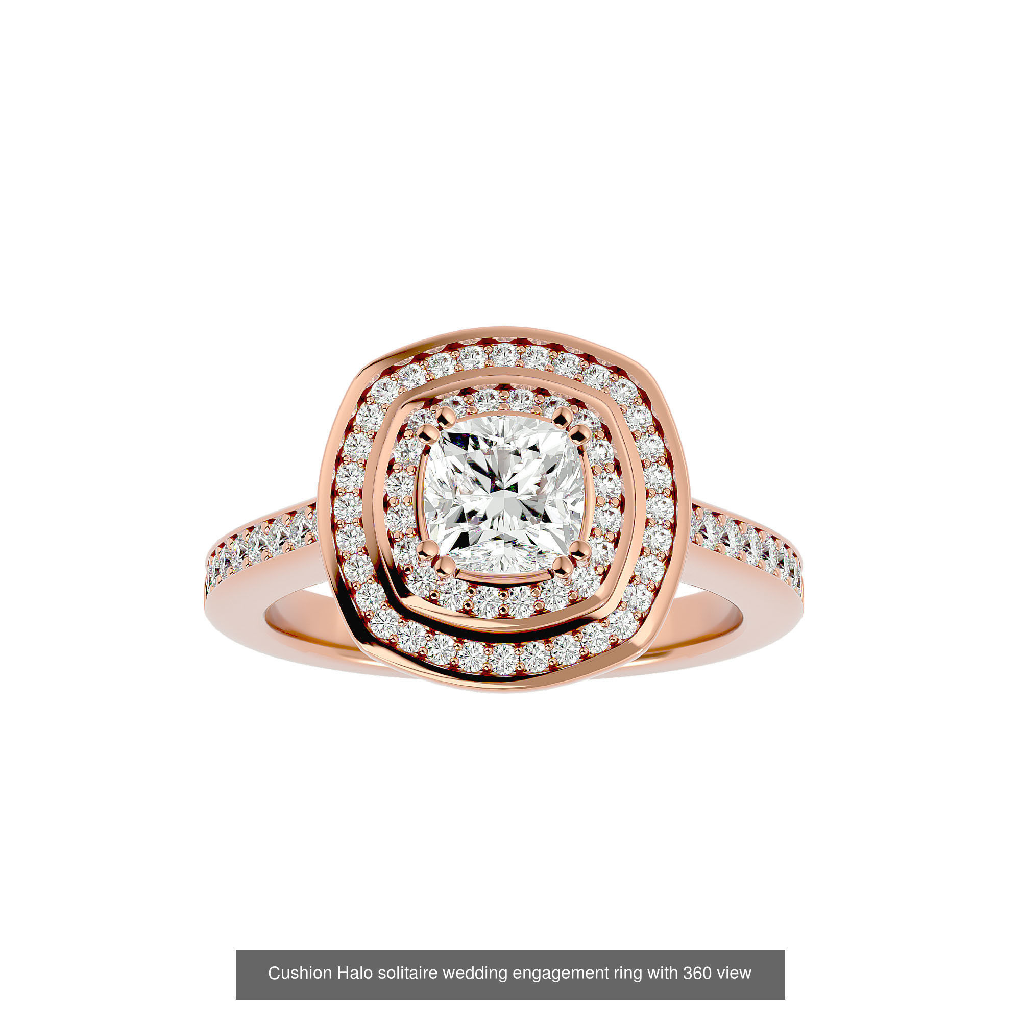 182 Halo solitaire wedding engagement ring with 360 view 3D Model Collection_346