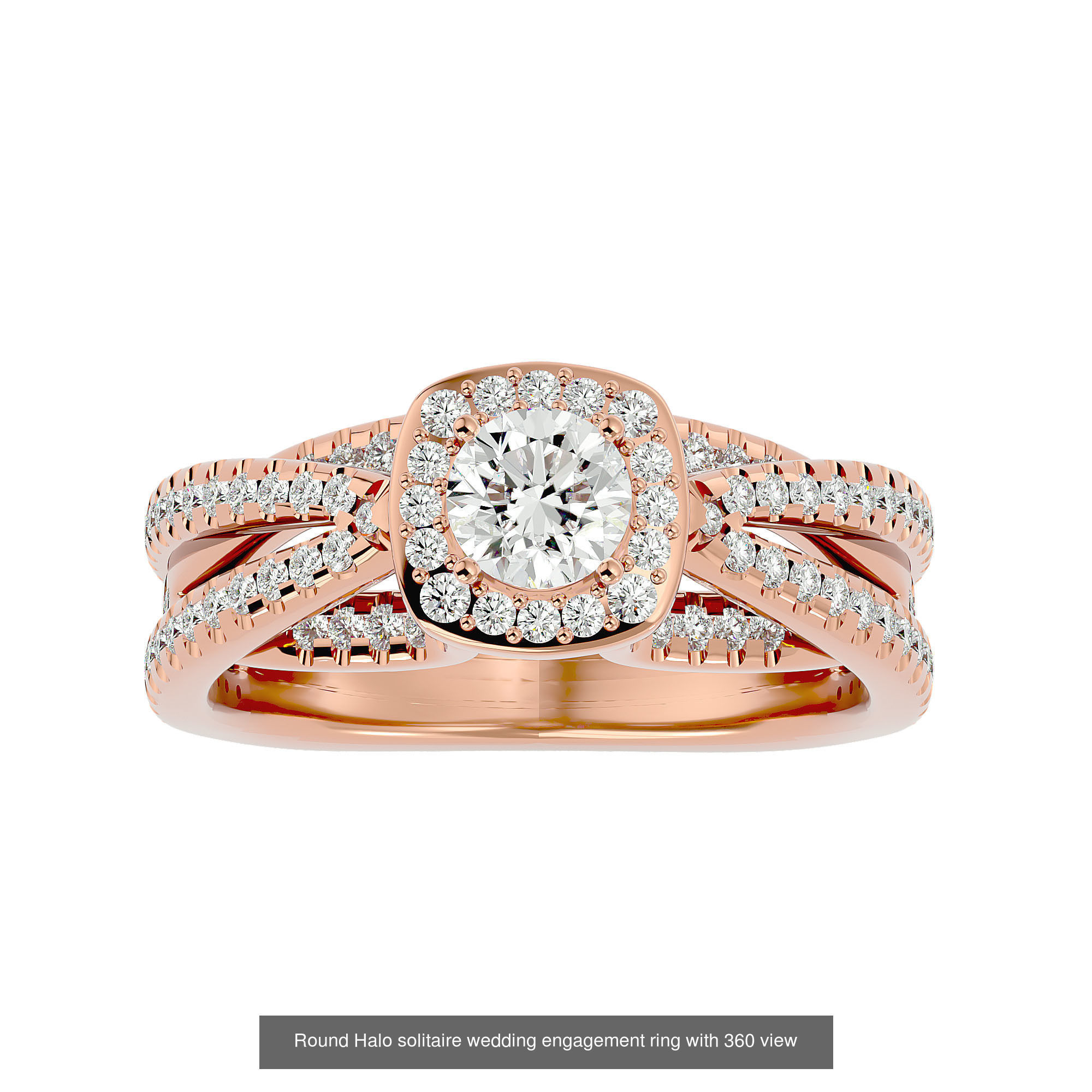 182 Halo solitaire wedding engagement ring with 360 view 3D Model Collection_71