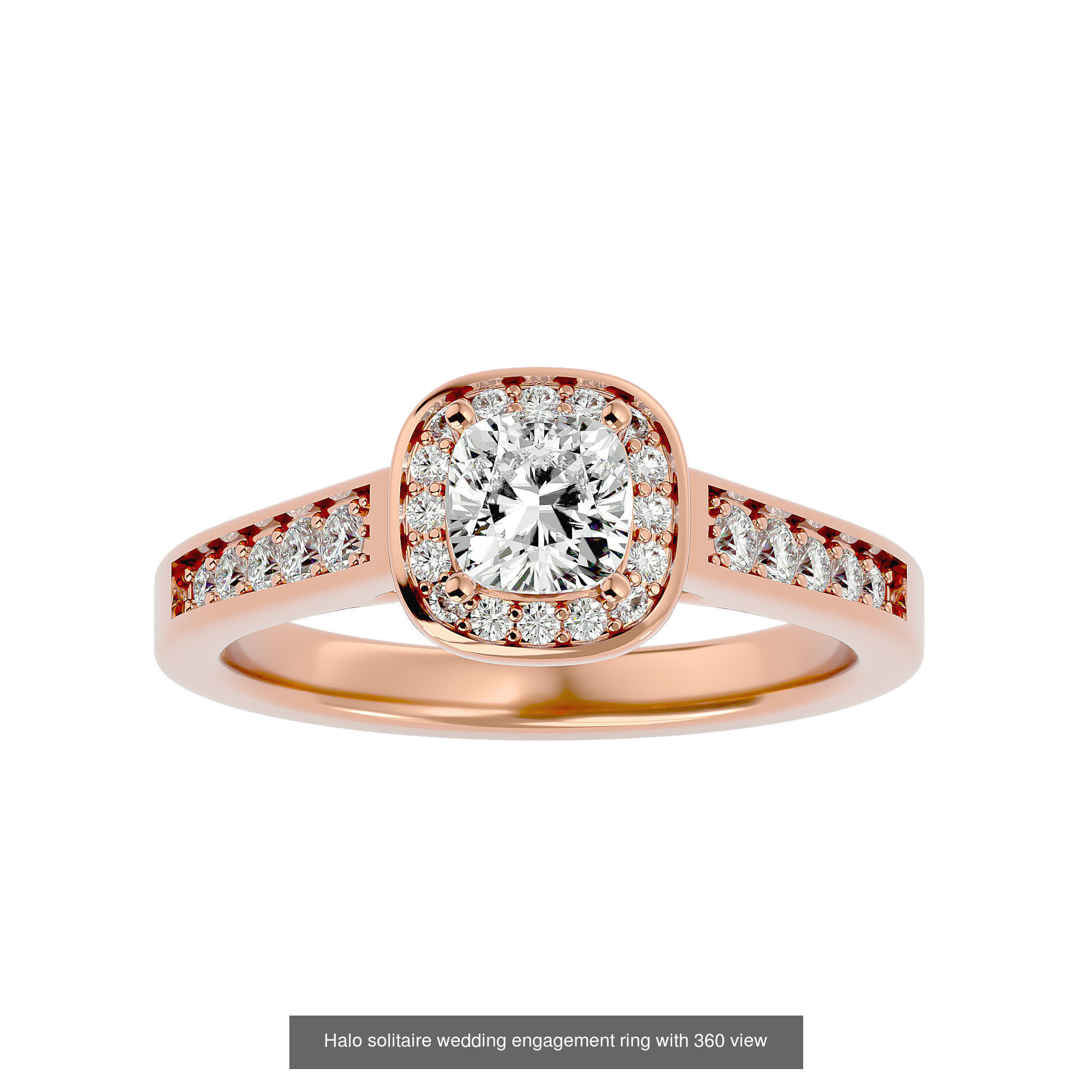 182 Halo solitaire wedding engagement ring with 360 view 3D Model Collection_197