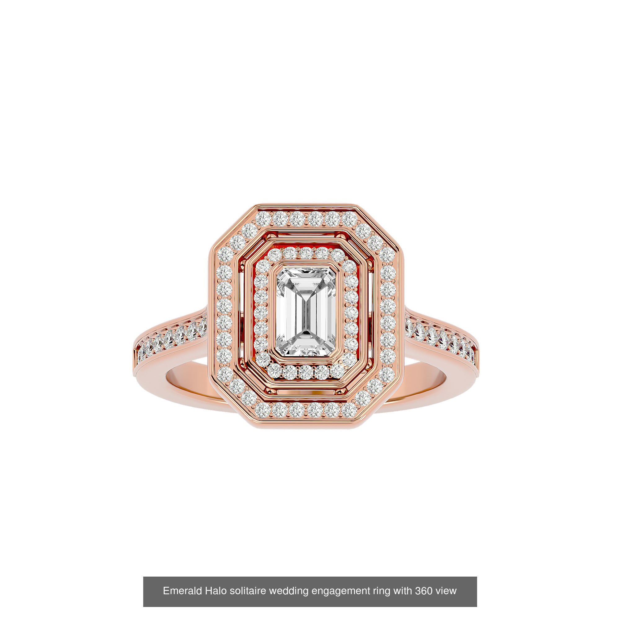 182 Halo solitaire wedding engagement ring with 360 view 3D Model Collection_333