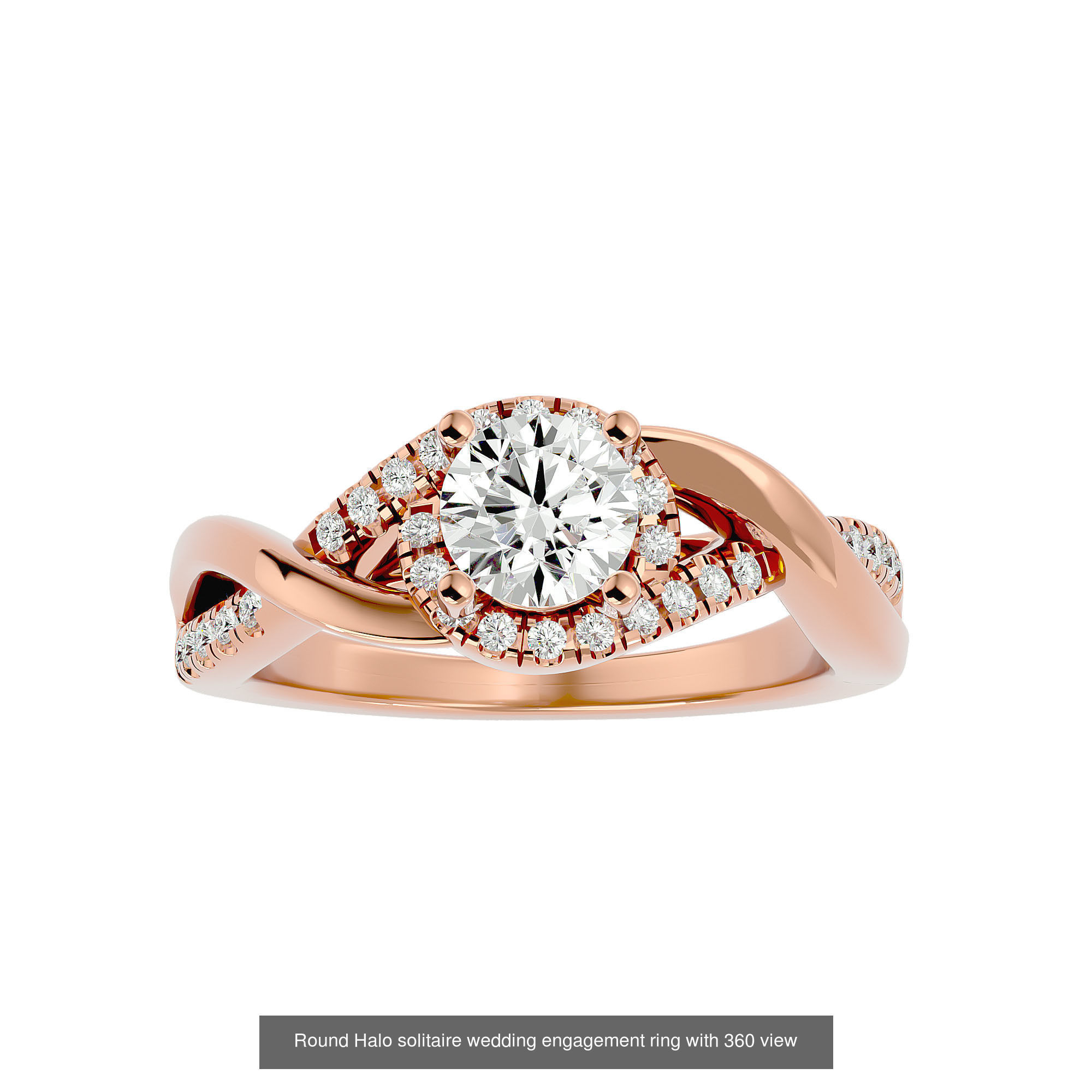 182 Halo solitaire wedding engagement ring with 360 view 3D Model Collection_15