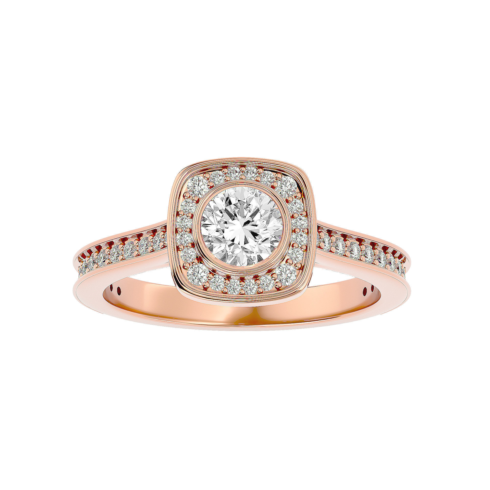 182 Halo solitaire wedding engagement ring with 360 view 3D Model Collection_232