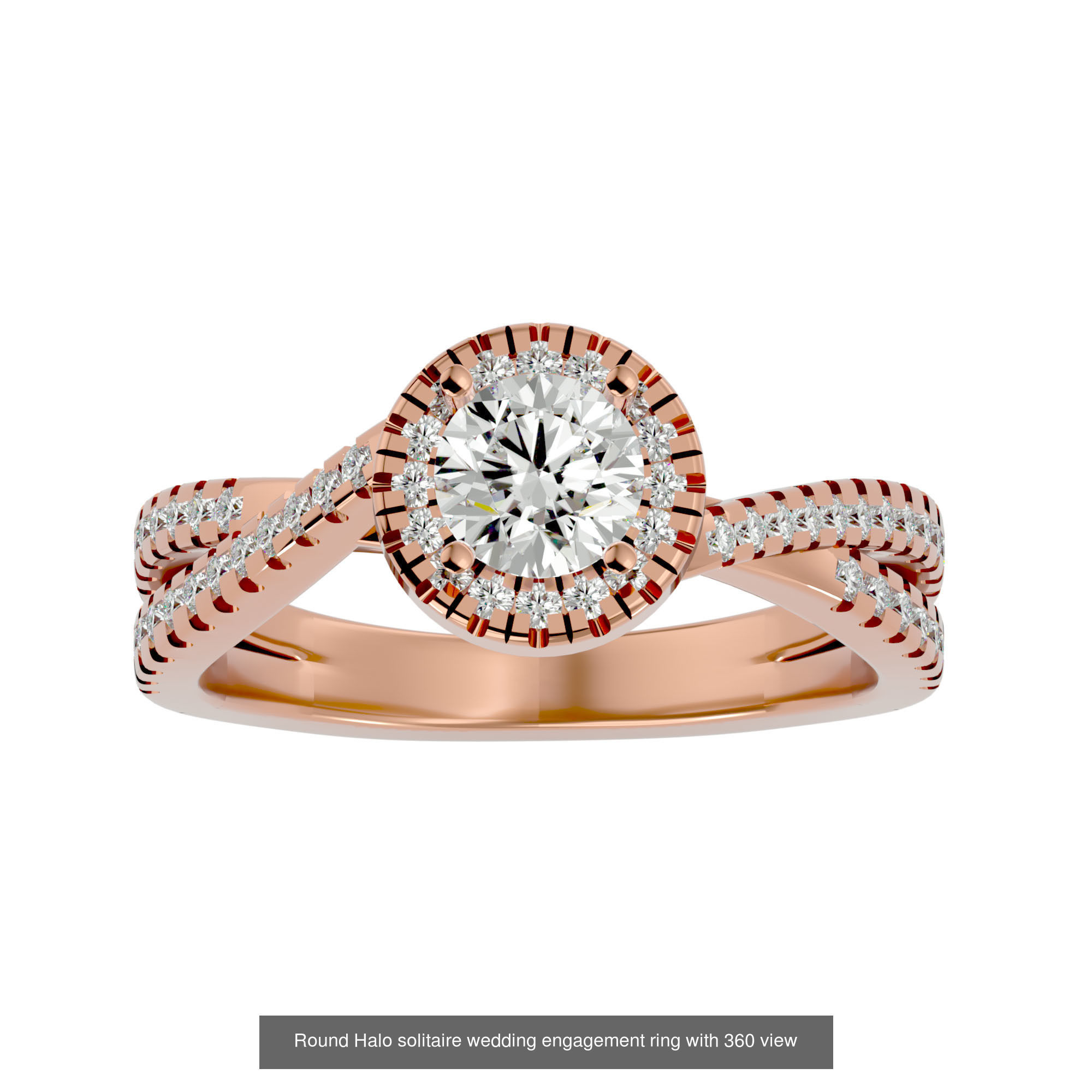 182 Halo solitaire wedding engagement ring with 360 view 3D Model Collection_85