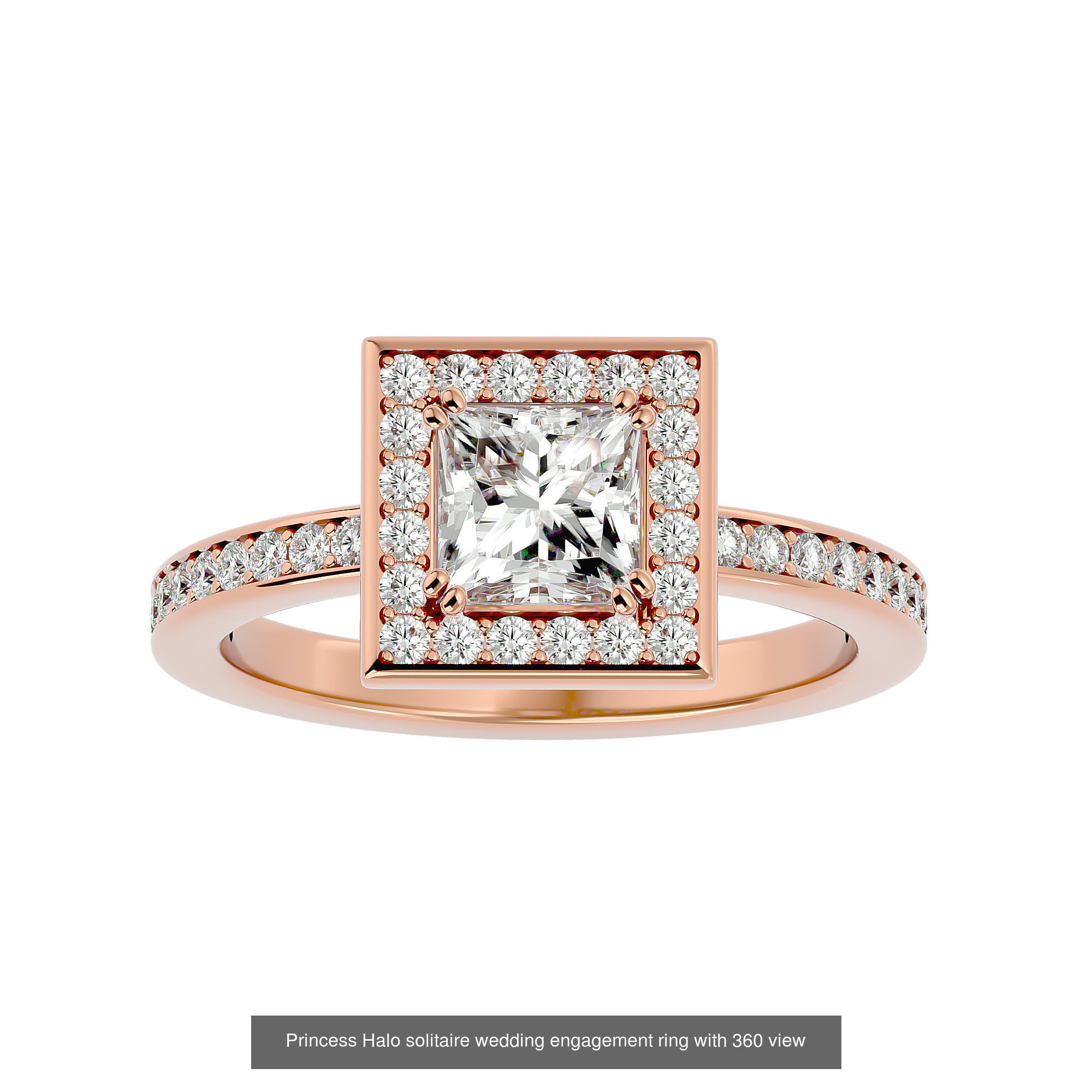 182 Halo solitaire wedding engagement ring with 360 view 3D Model Collection_321