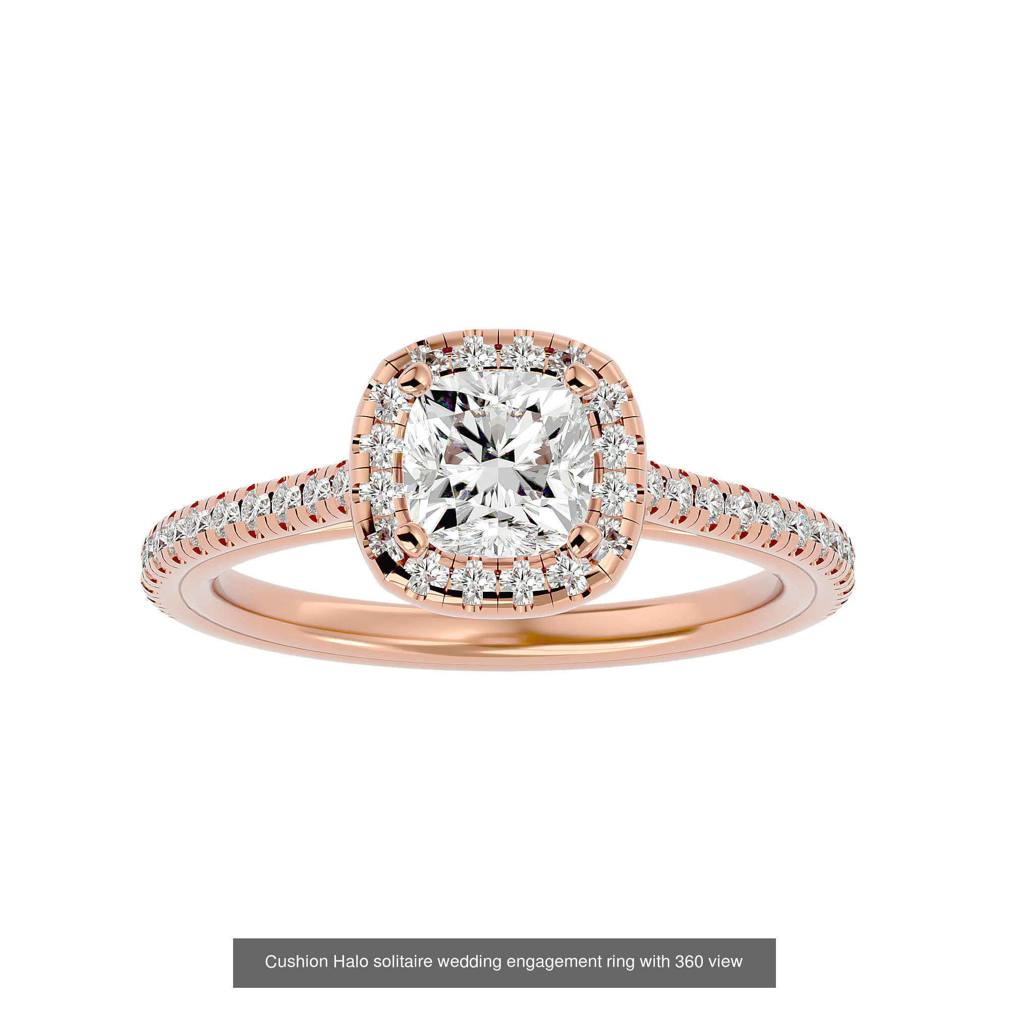 182 Halo solitaire wedding engagement ring with 360 view 3D Model Collection_347