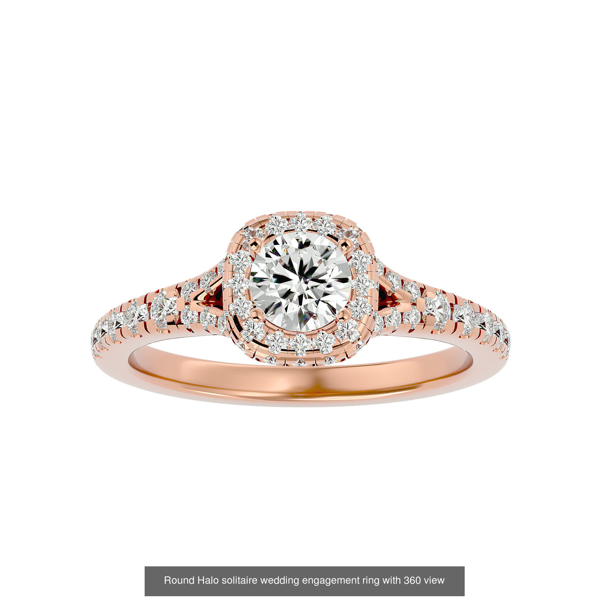 182 Halo solitaire wedding engagement ring with 360 view 3D Model Collection_129