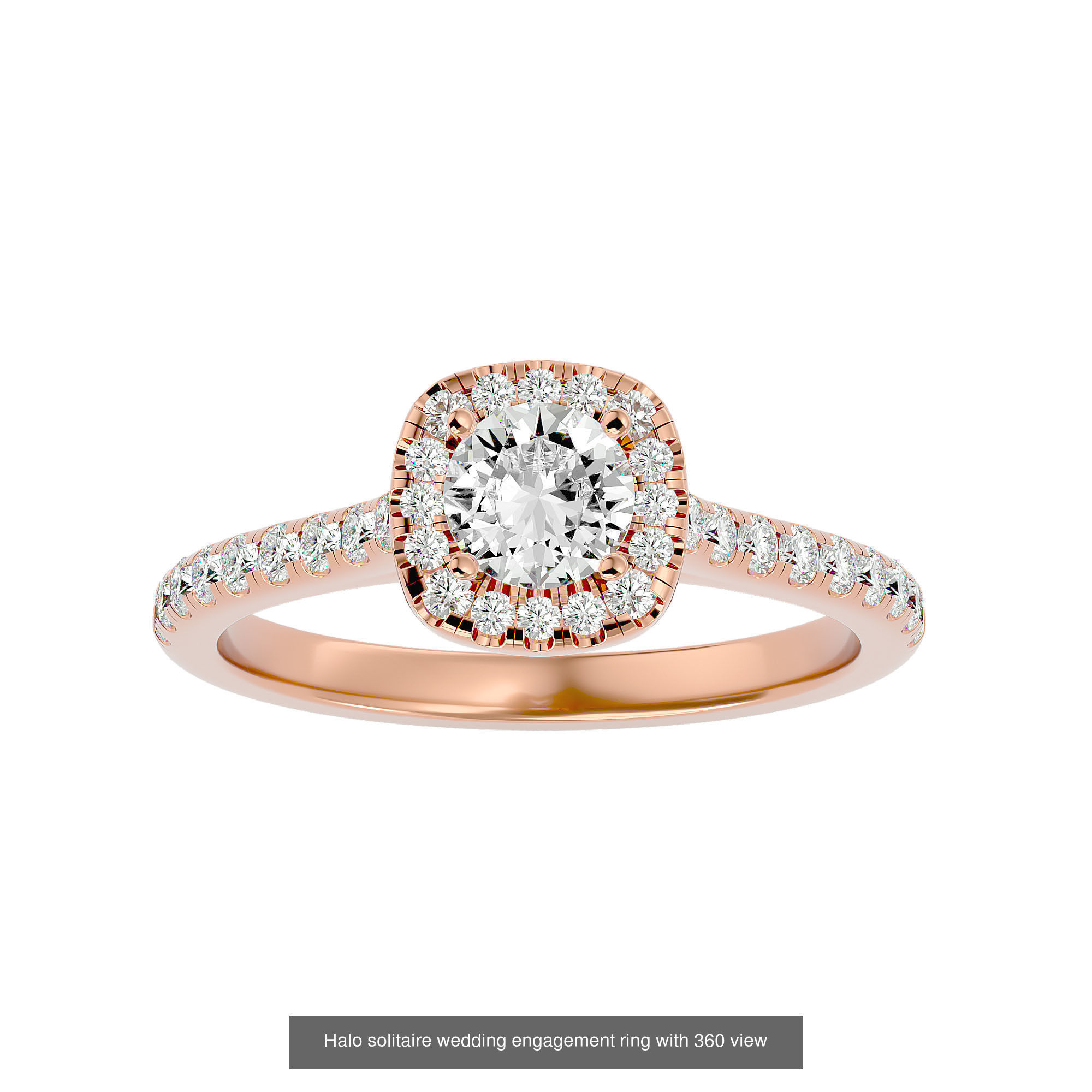 182 Halo solitaire wedding engagement ring with 360 view 3D Model Collection_153