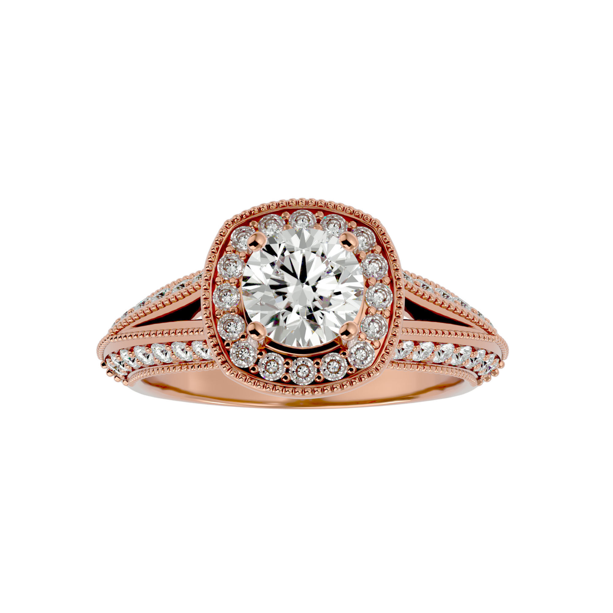 182 Halo solitaire wedding engagement ring with 360 view 3D Model Collection_318