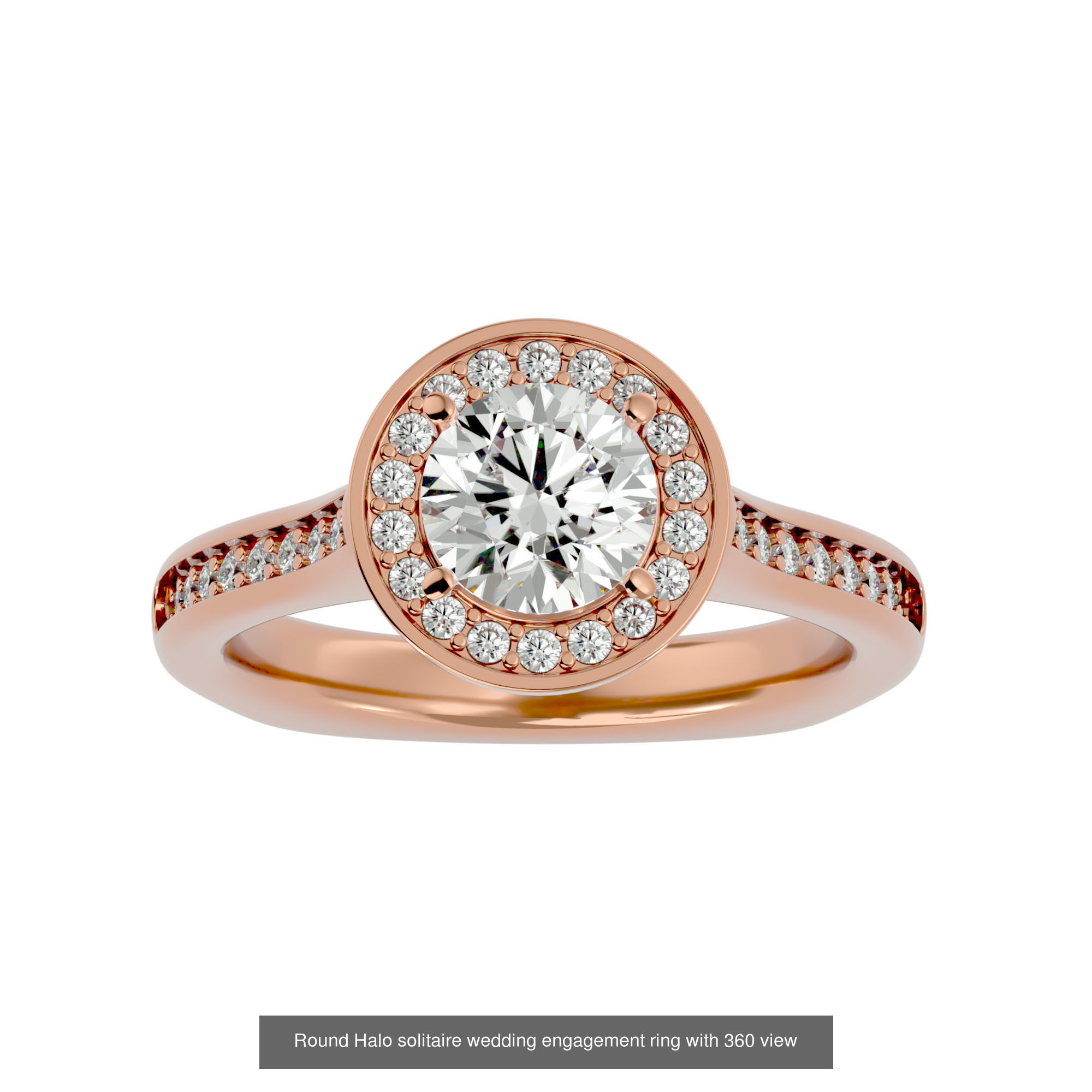 182 Halo solitaire wedding engagement ring with 360 view 3D Model Collection_211