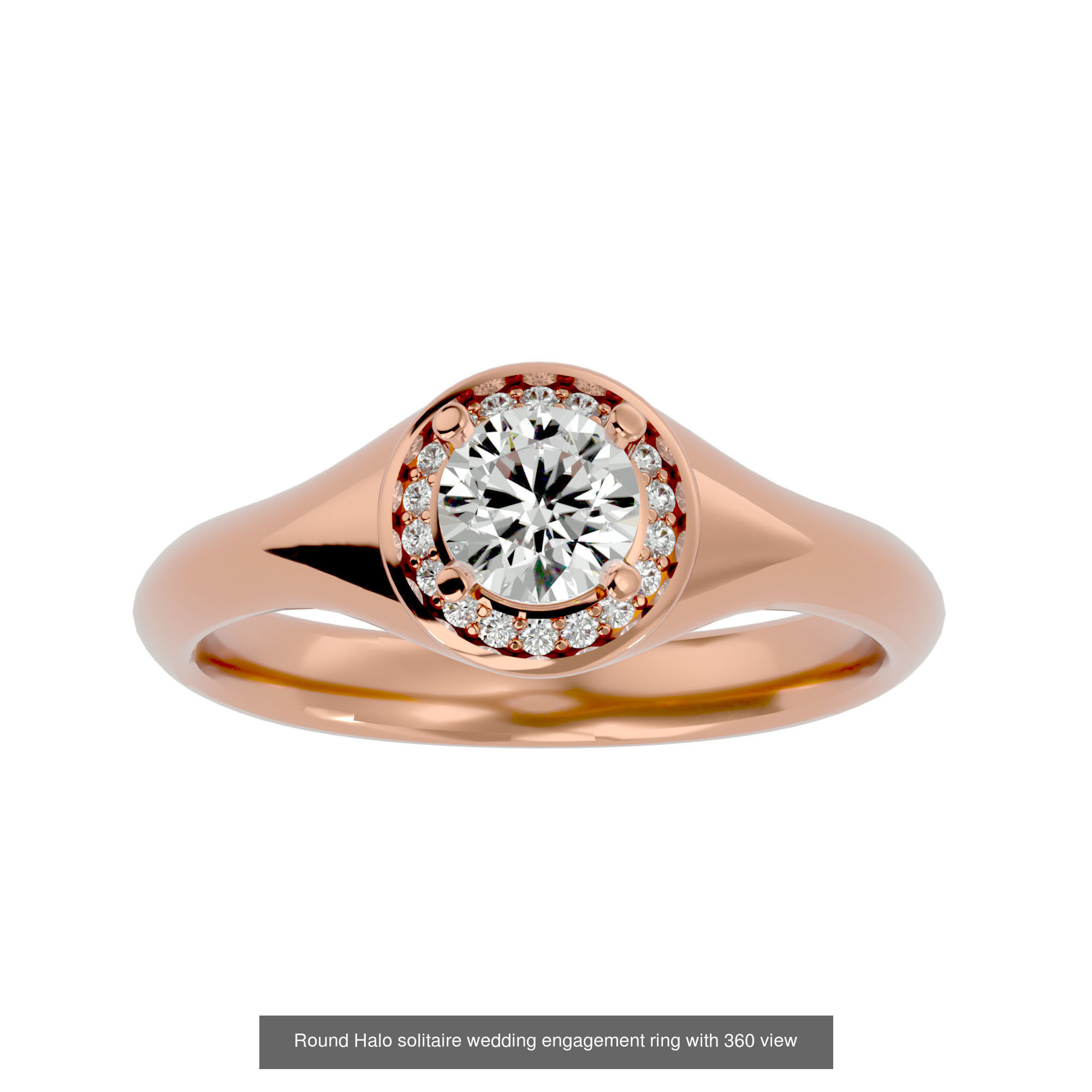 182 Halo solitaire wedding engagement ring with 360 view 3D Model Collection_157