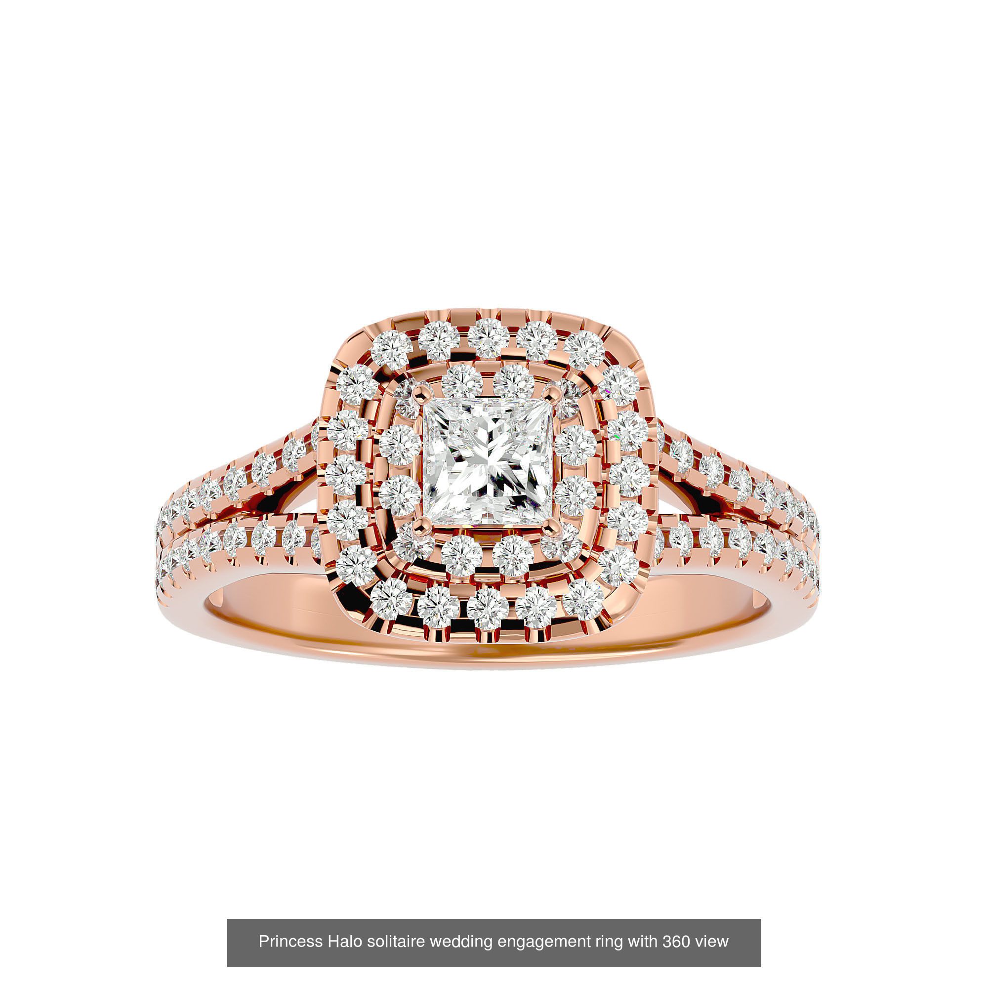 182 Halo solitaire wedding engagement ring with 360 view 3D Model Collection_23