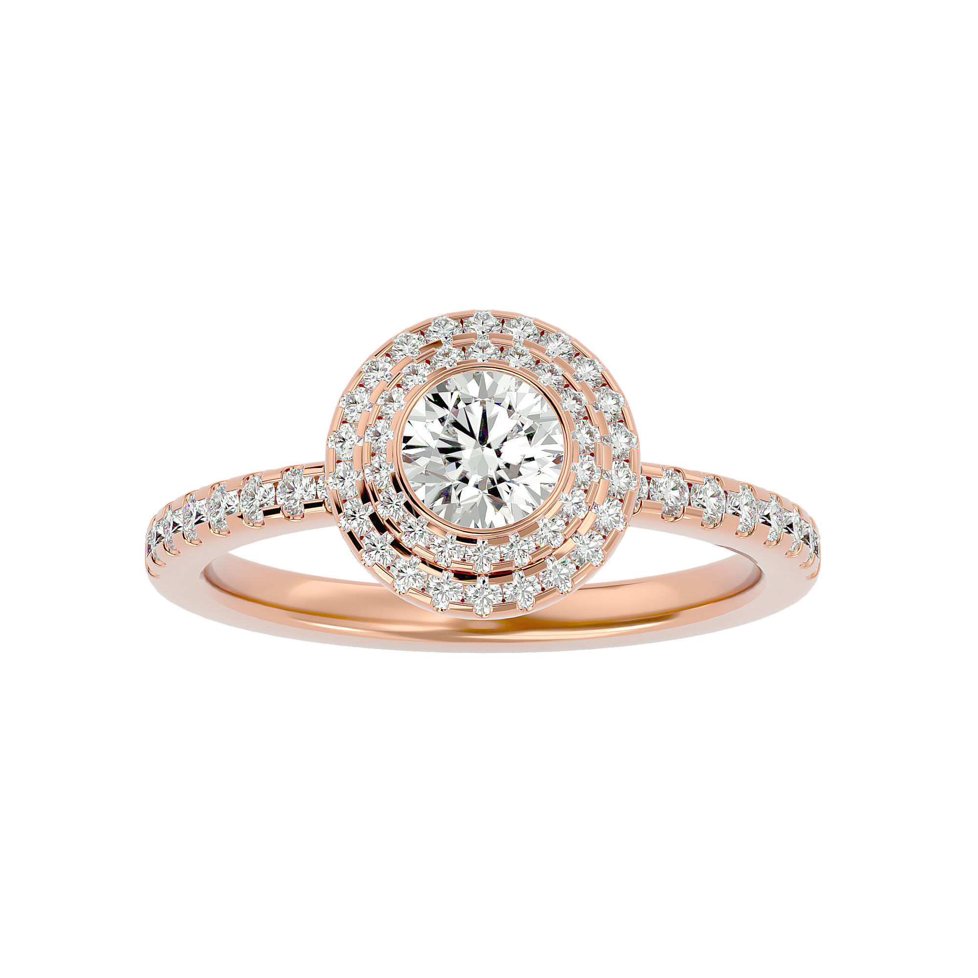 182 Halo solitaire wedding engagement ring with 360 view 3D Model Collection_252