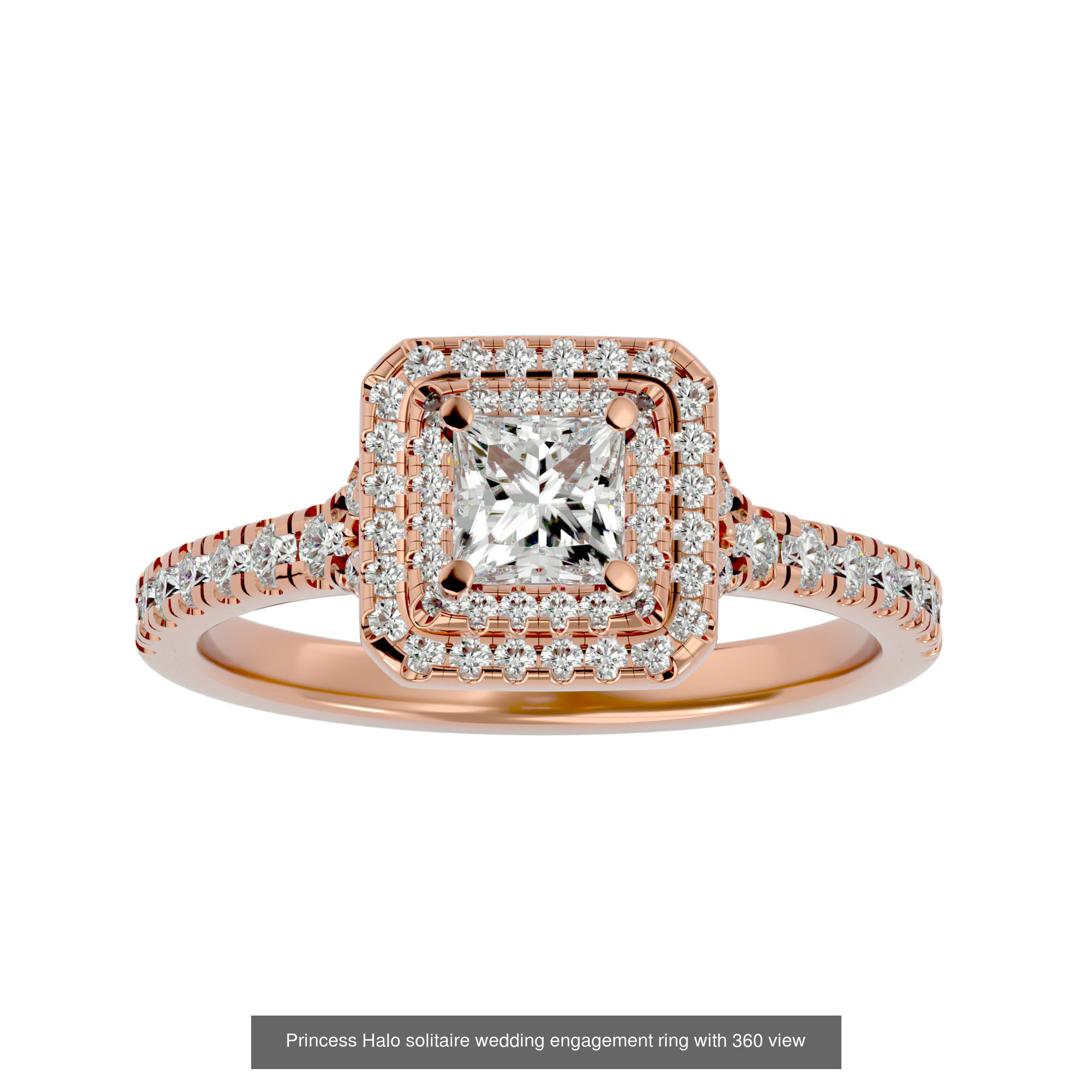 182 Halo solitaire wedding engagement ring with 360 view 3D Model Collection_315