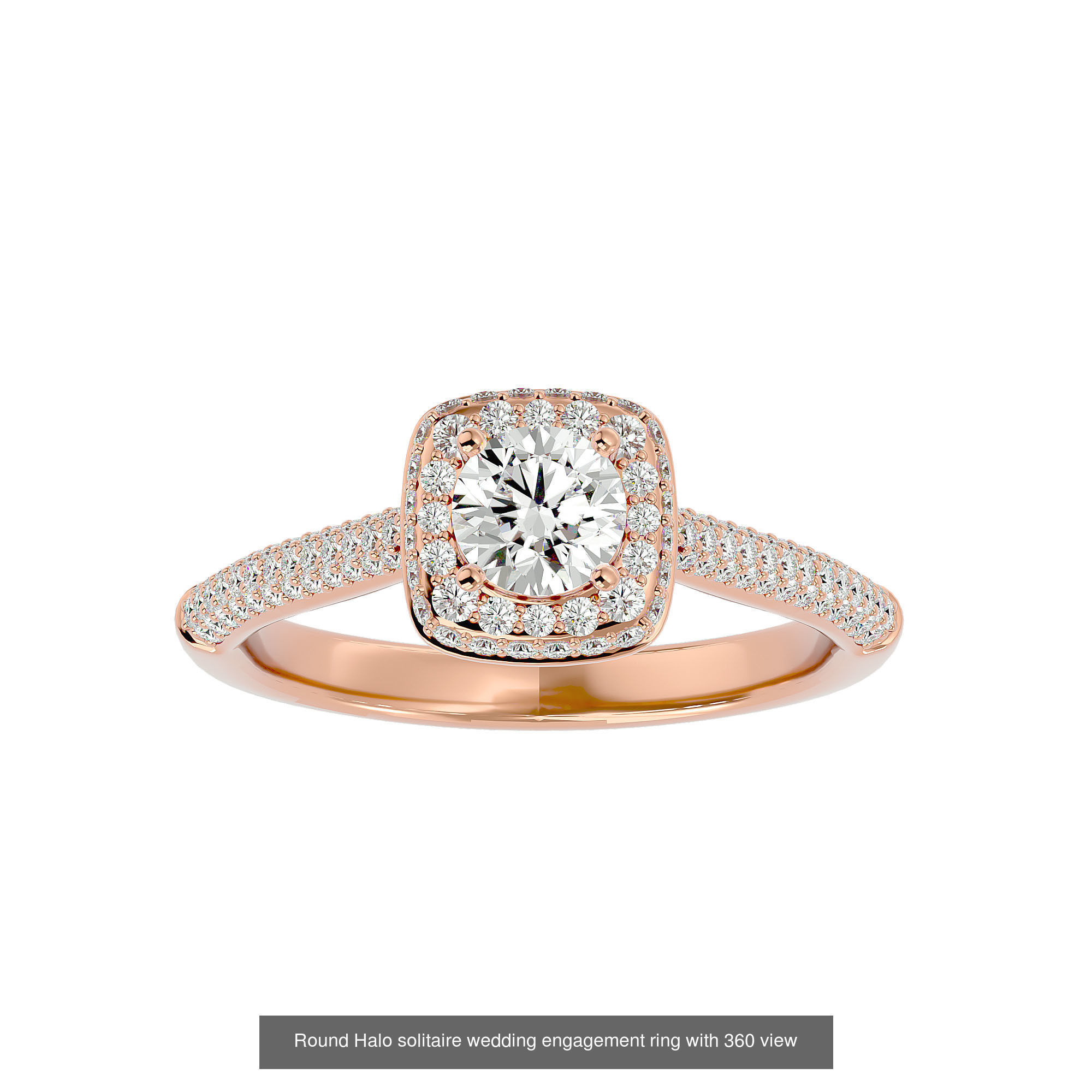182 Halo solitaire wedding engagement ring with 360 view 3D Model Collection_113