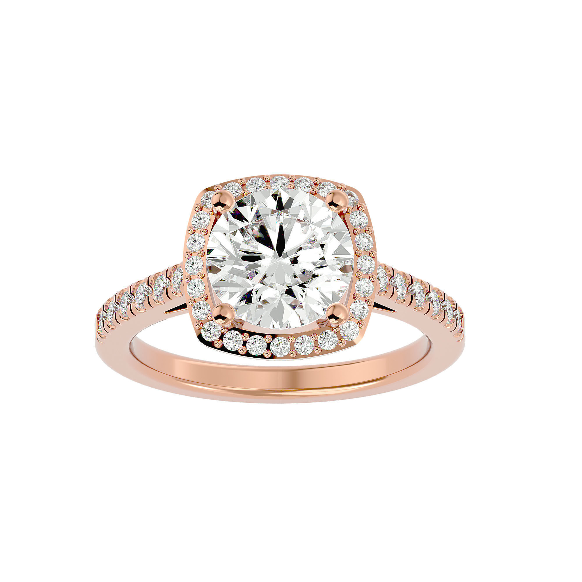 182 Halo solitaire wedding engagement ring with 360 view 3D Model Collection_48