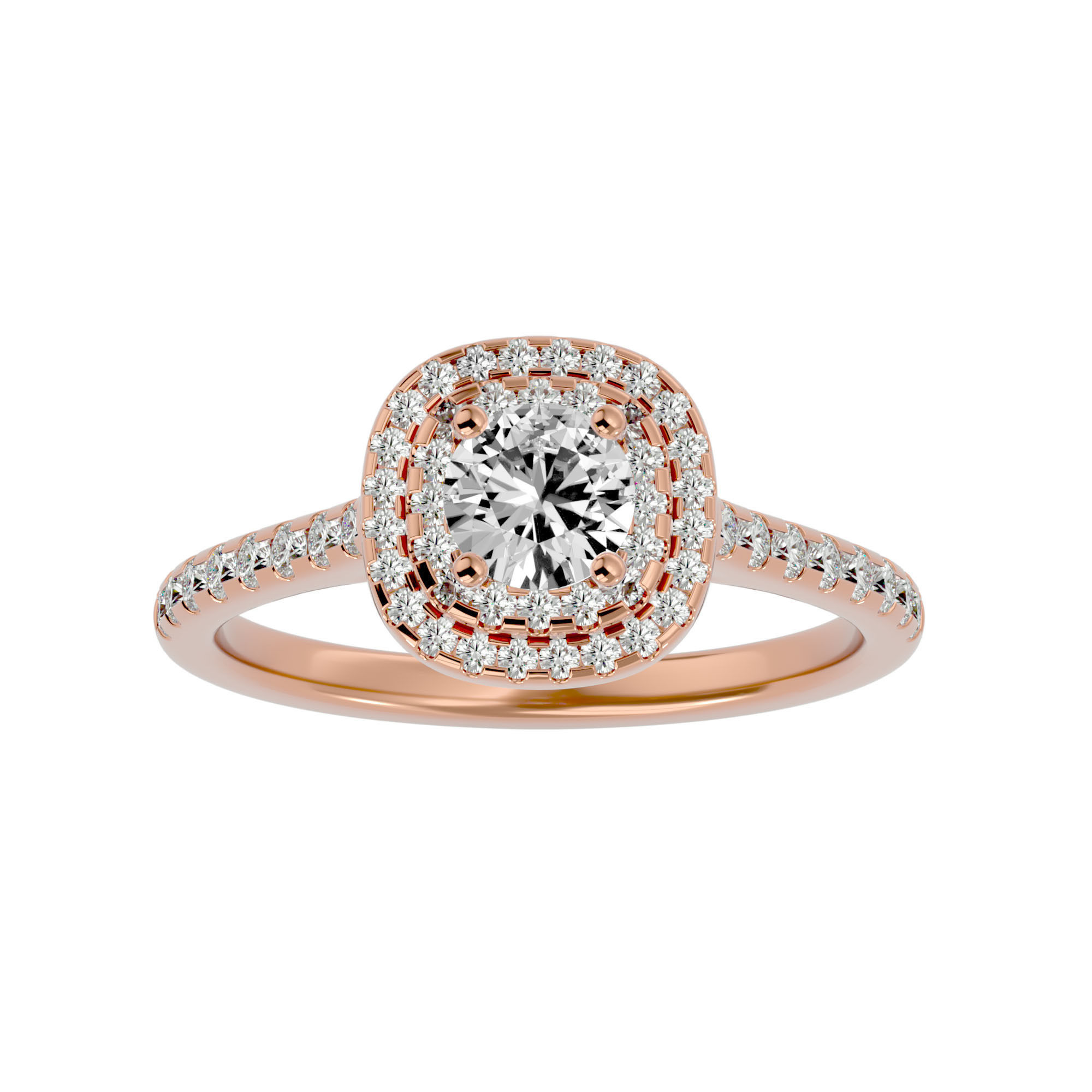 182 Halo solitaire wedding engagement ring with 360 view 3D Model Collection_250