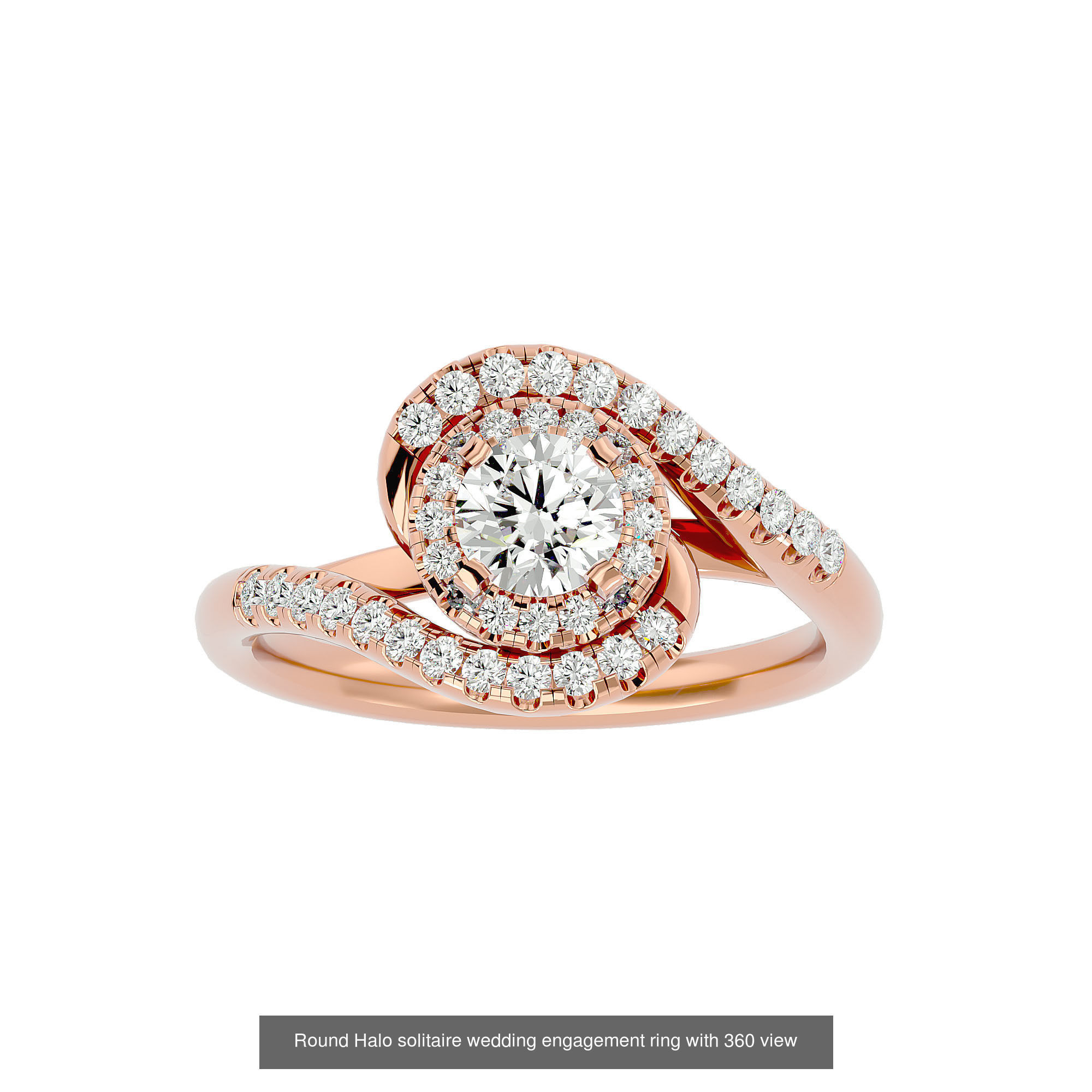 182 Halo solitaire wedding engagement ring with 360 view 3D Model Collection_87