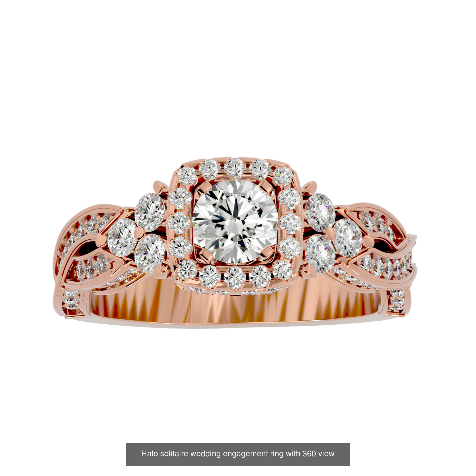 182 Halo solitaire wedding engagement ring with 360 view 3D Model Collection_283