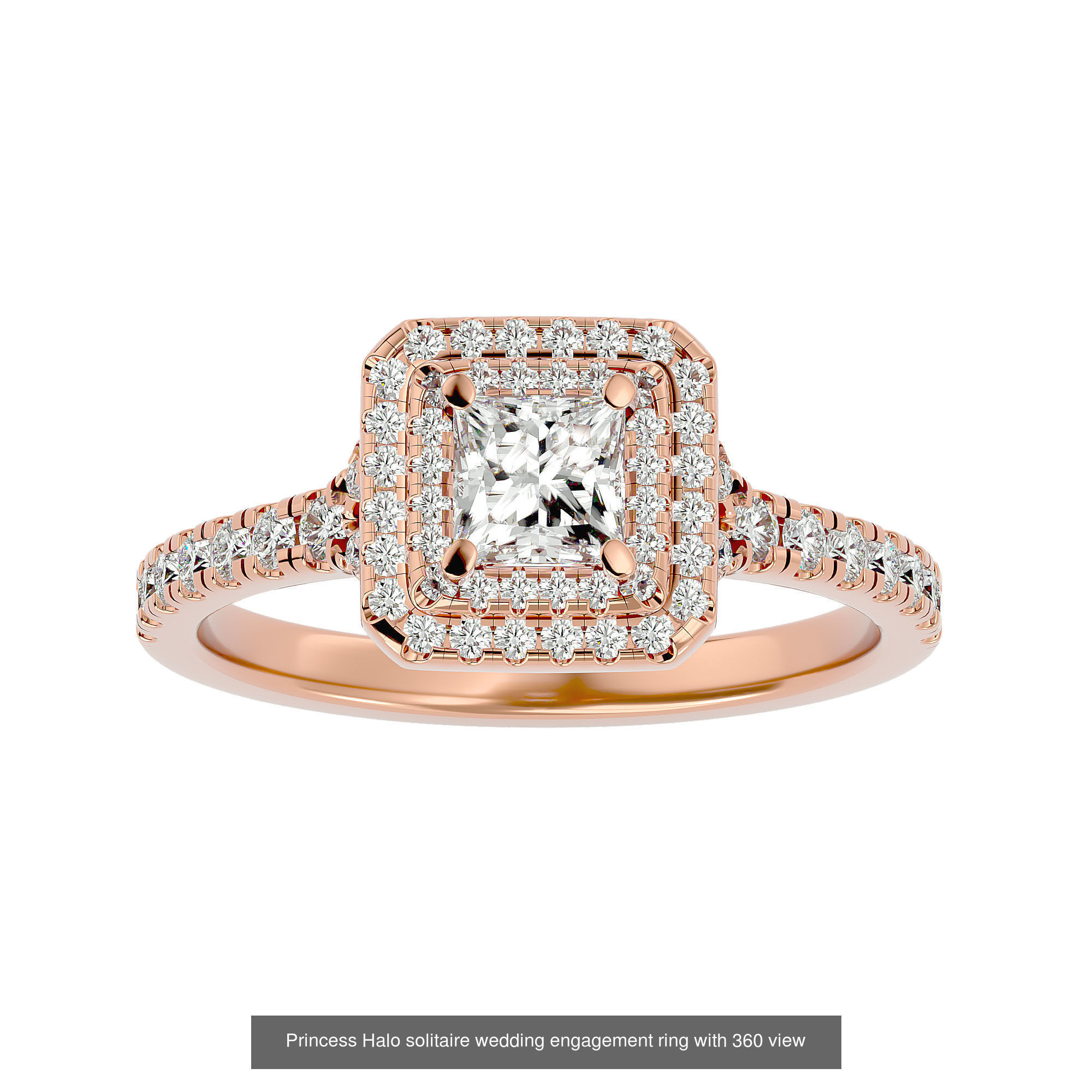 182 Halo solitaire wedding engagement ring with 360 view 3D Model Collection_313