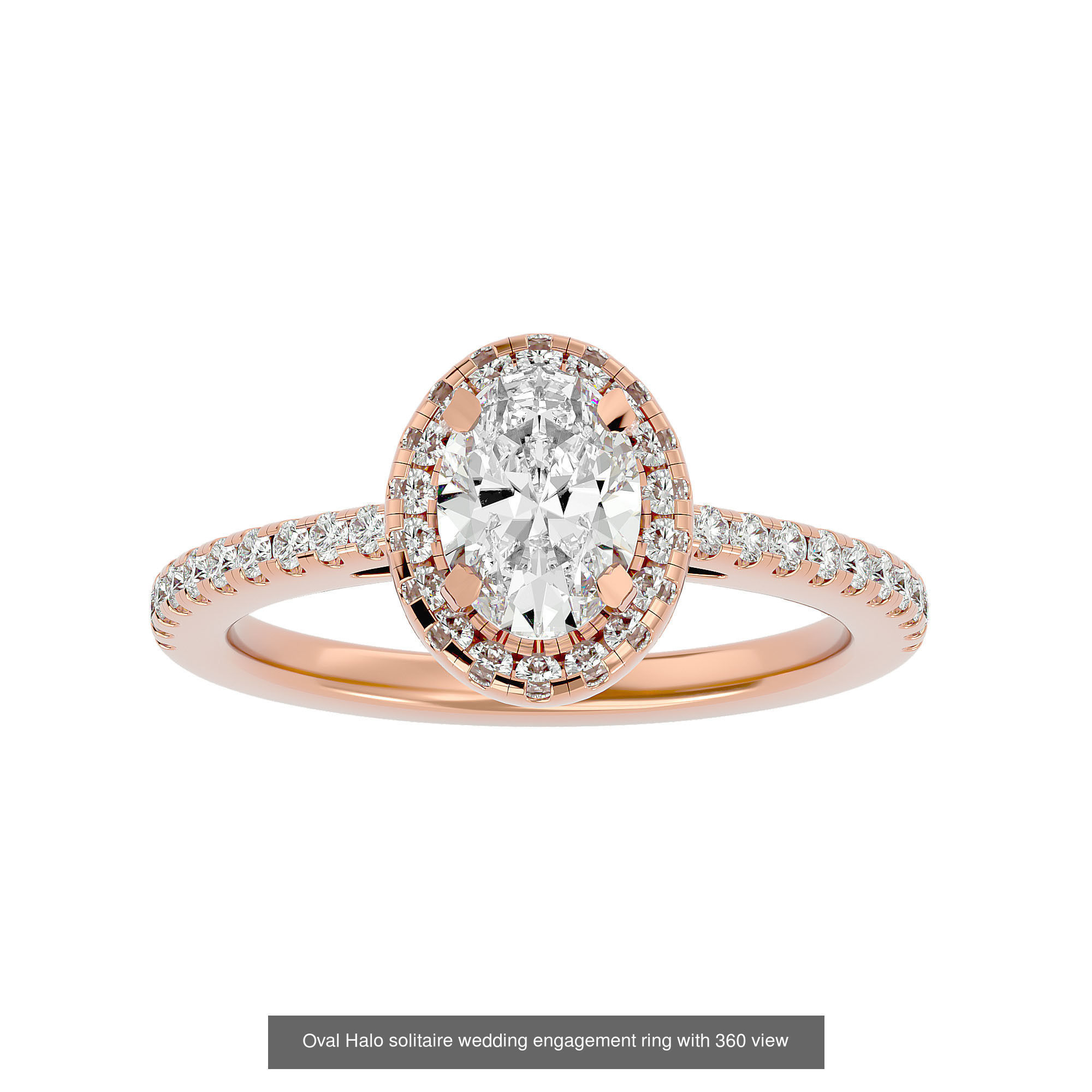 182 Halo solitaire wedding engagement ring with 360 view 3D Model Collection_325