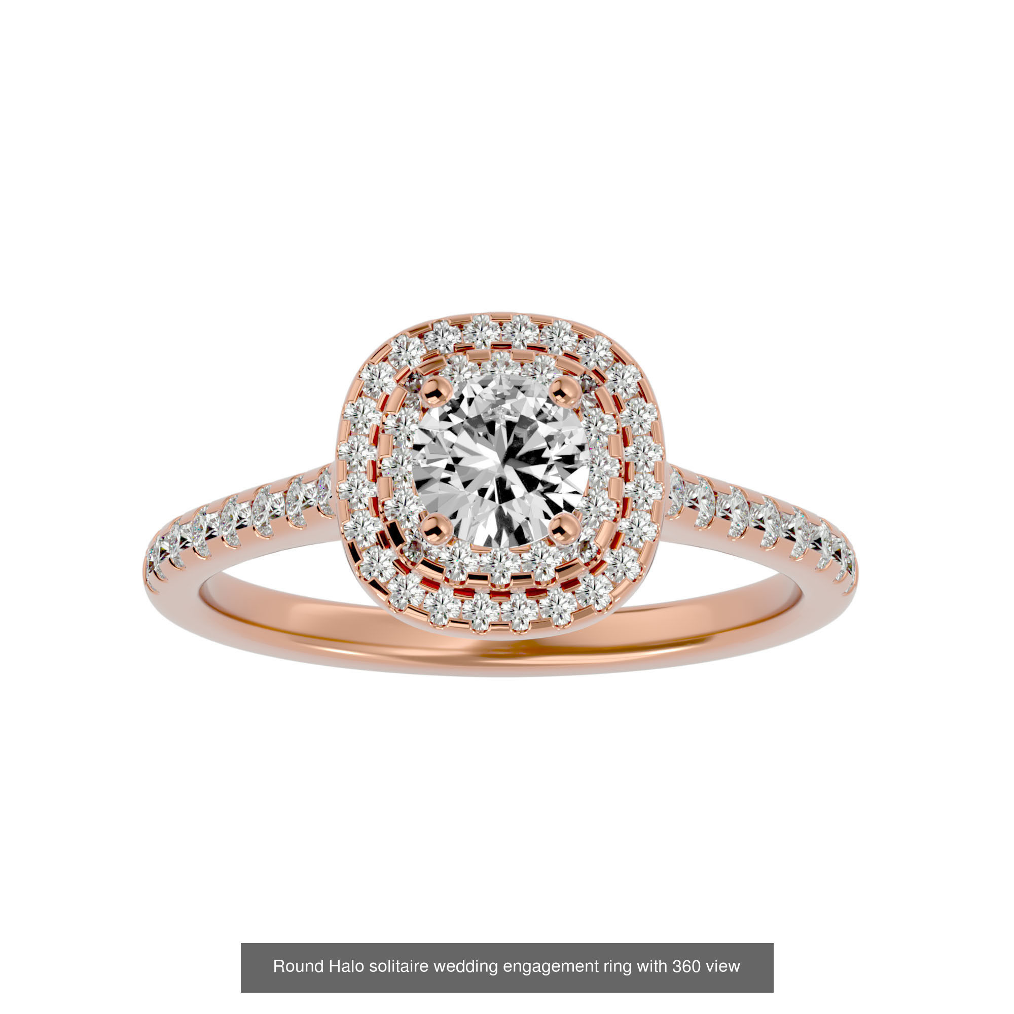 182 Halo solitaire wedding engagement ring with 360 view 3D Model Collection_115