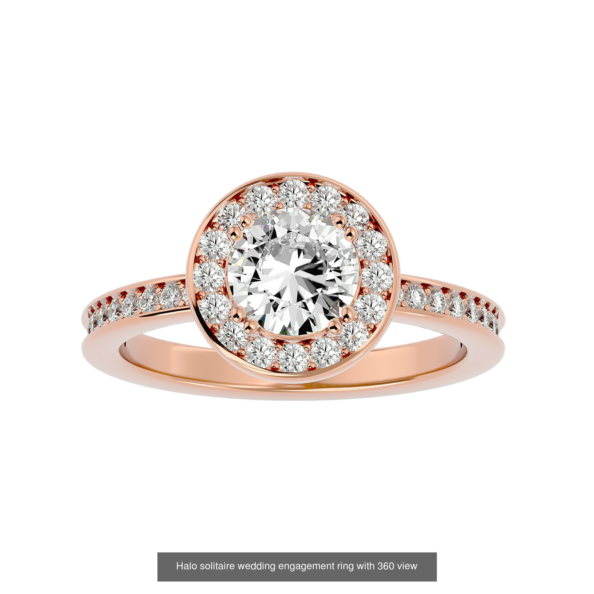 182 Halo solitaire wedding engagement ring with 360 view 3D Model Collection_201