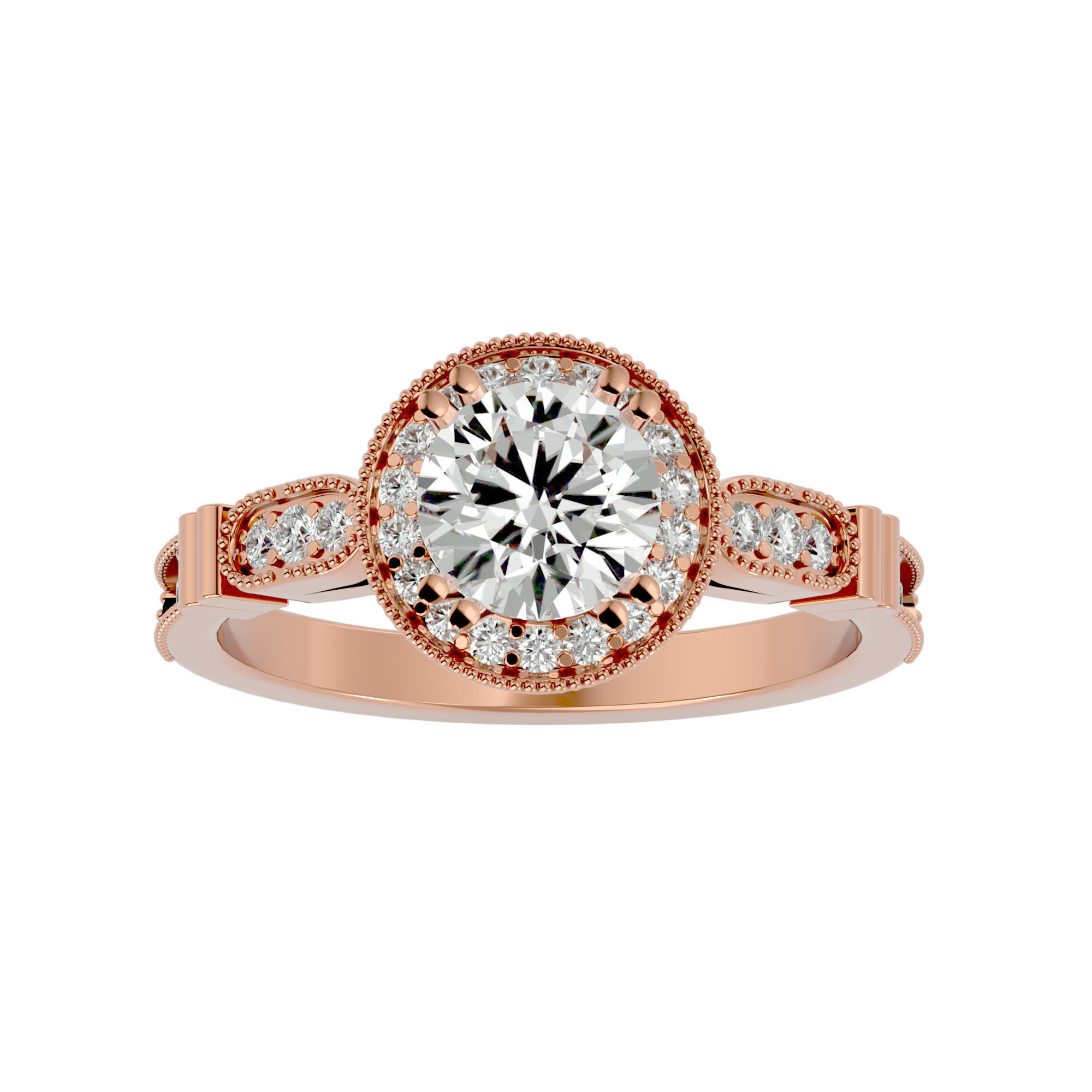 182 Halo solitaire wedding engagement ring with 360 view 3D Model Collection_168