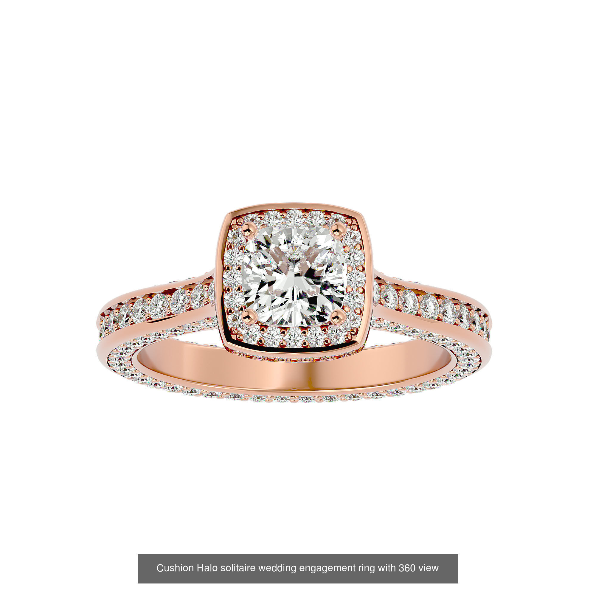 182 Halo solitaire wedding engagement ring with 360 view 3D Model Collection_345