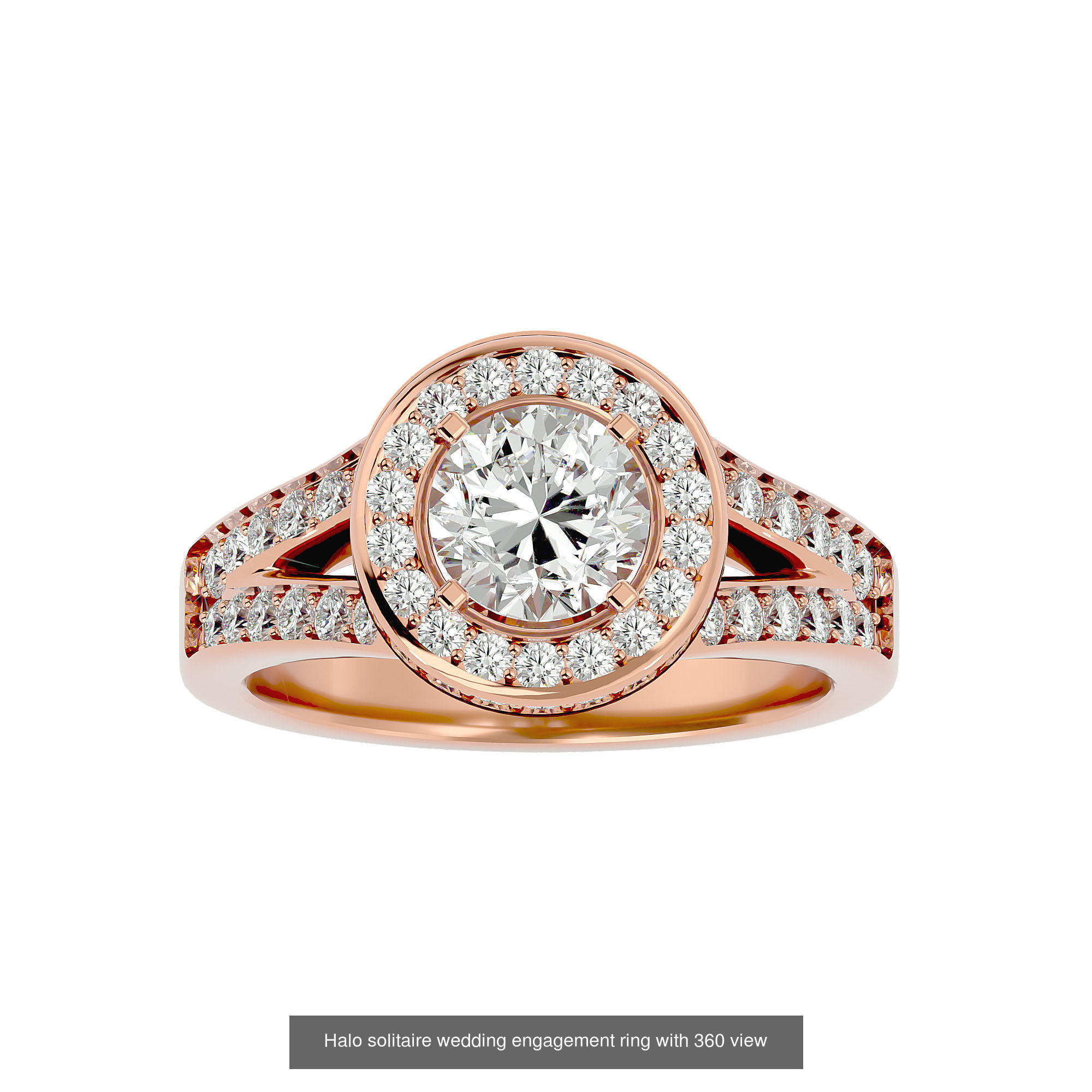 182 Halo solitaire wedding engagement ring with 360 view 3D Model Collection_215