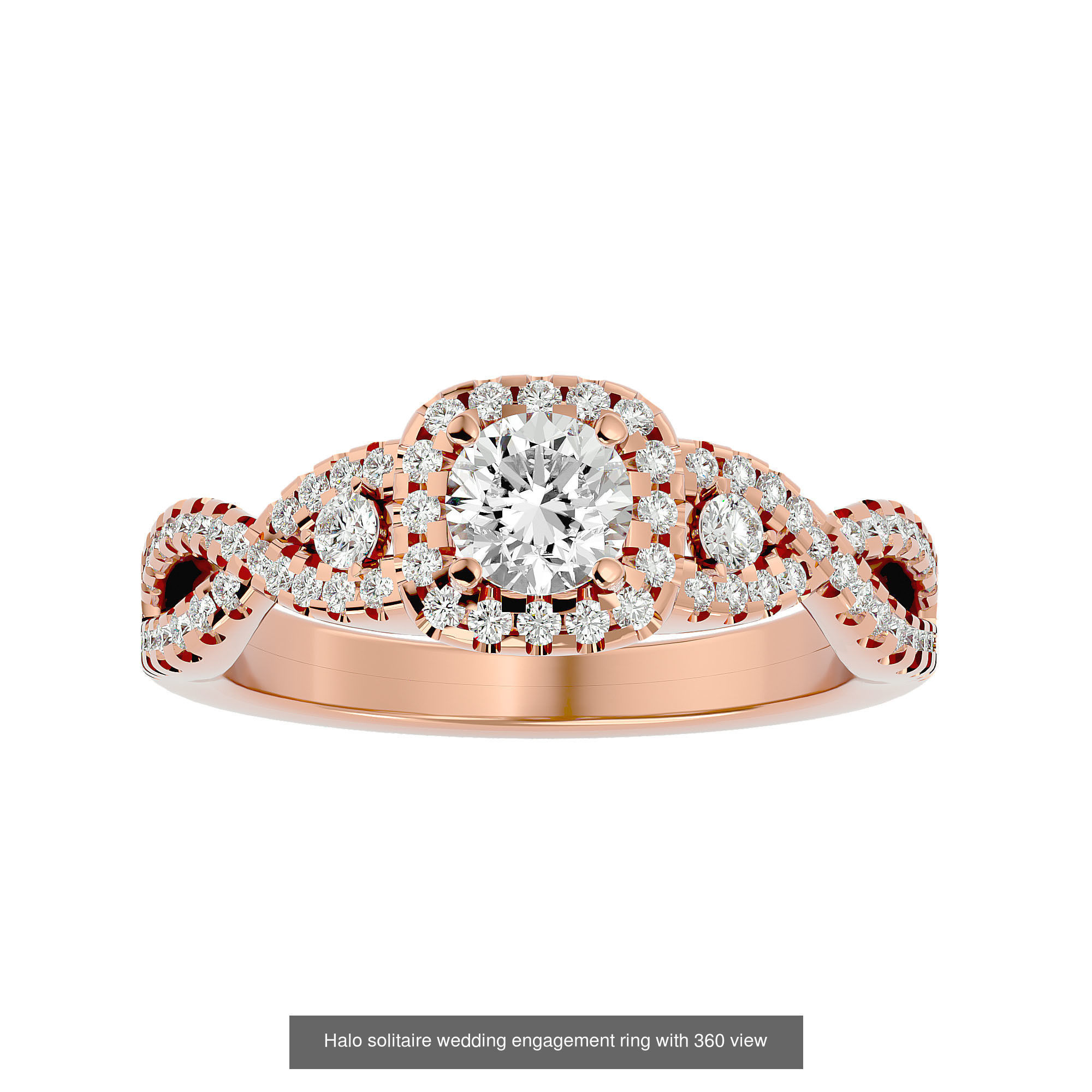 182 Halo solitaire wedding engagement ring with 360 view 3D Model Collection_185