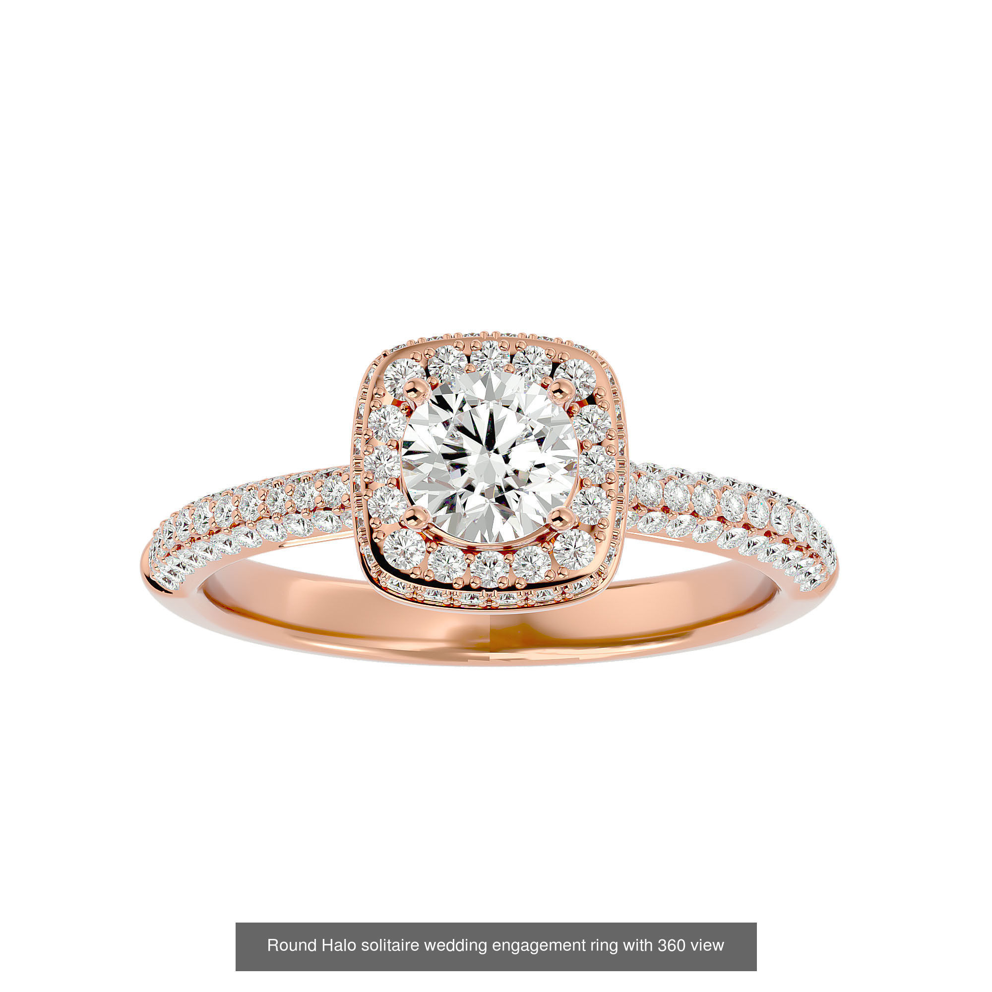 182 Halo solitaire wedding engagement ring with 360 view 3D Model Collection_133