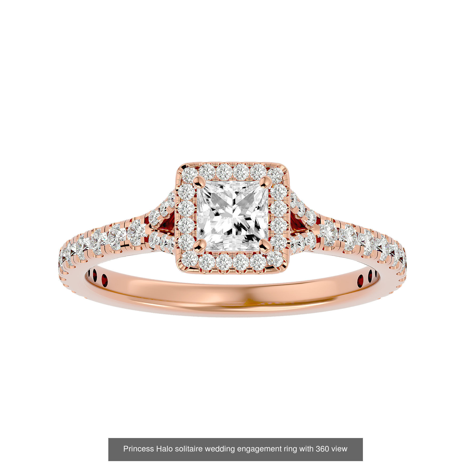 182 Halo solitaire wedding engagement ring with 360 view 3D Model Collection_319