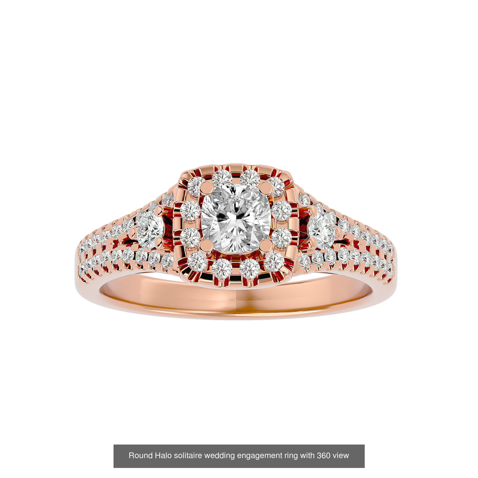 182 Halo solitaire wedding engagement ring with 360 view 3D Model Collection_21