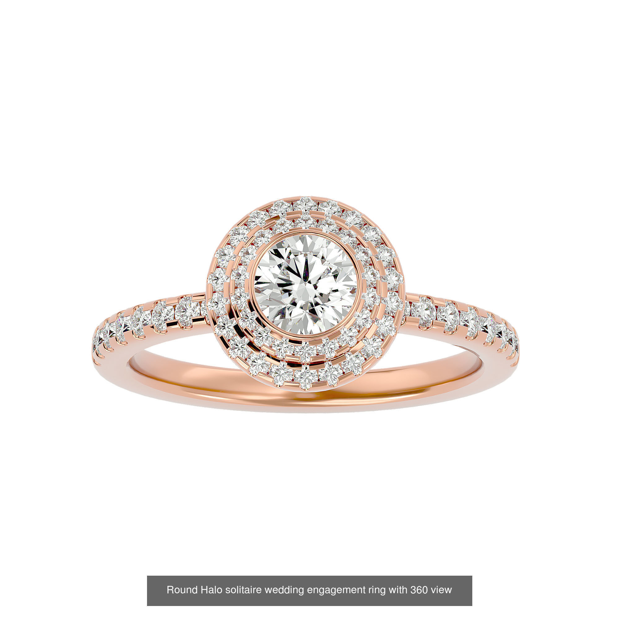 182 Halo solitaire wedding engagement ring with 360 view 3D Model Collection_109