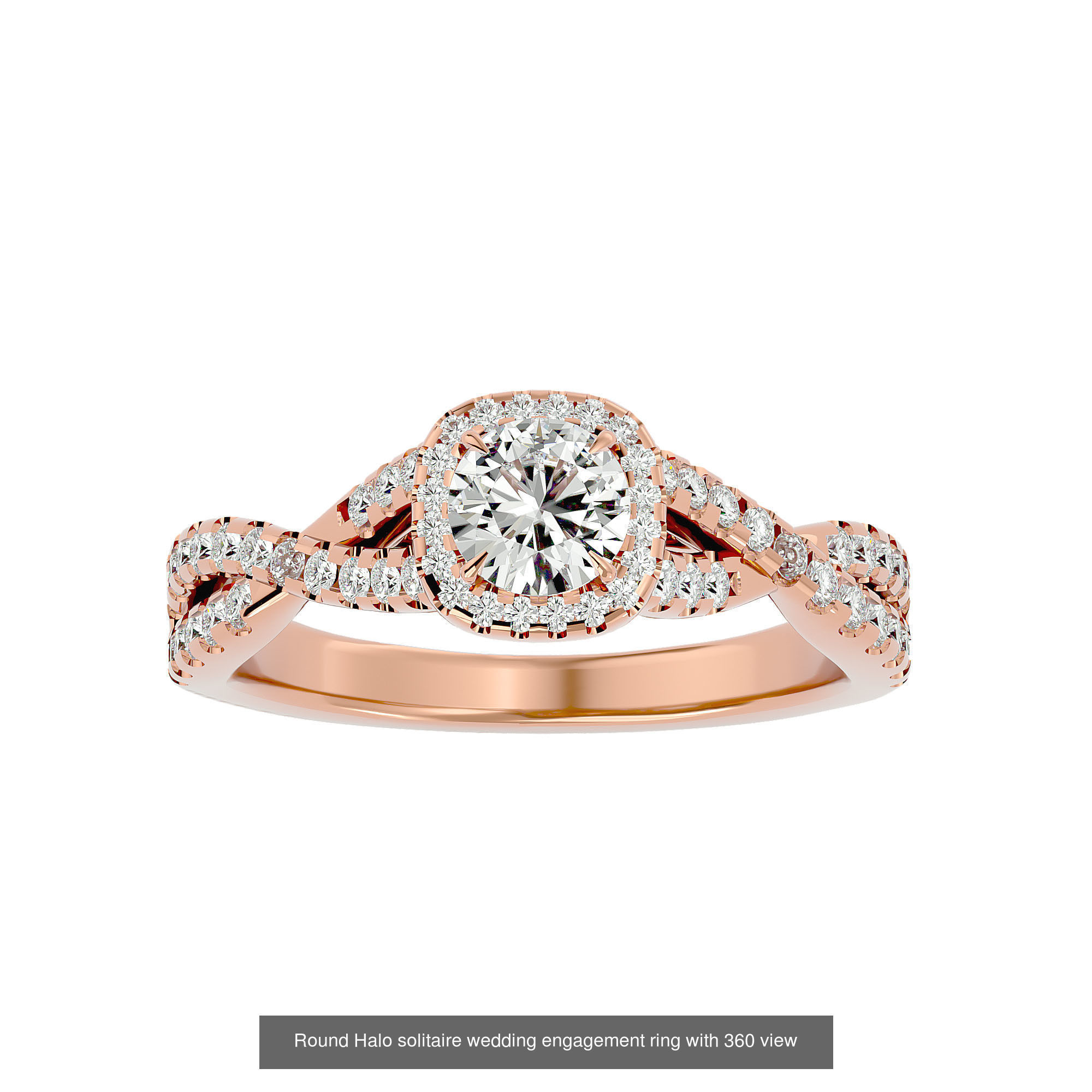 182 Halo solitaire wedding engagement ring with 360 view 3D Model Collection_59
