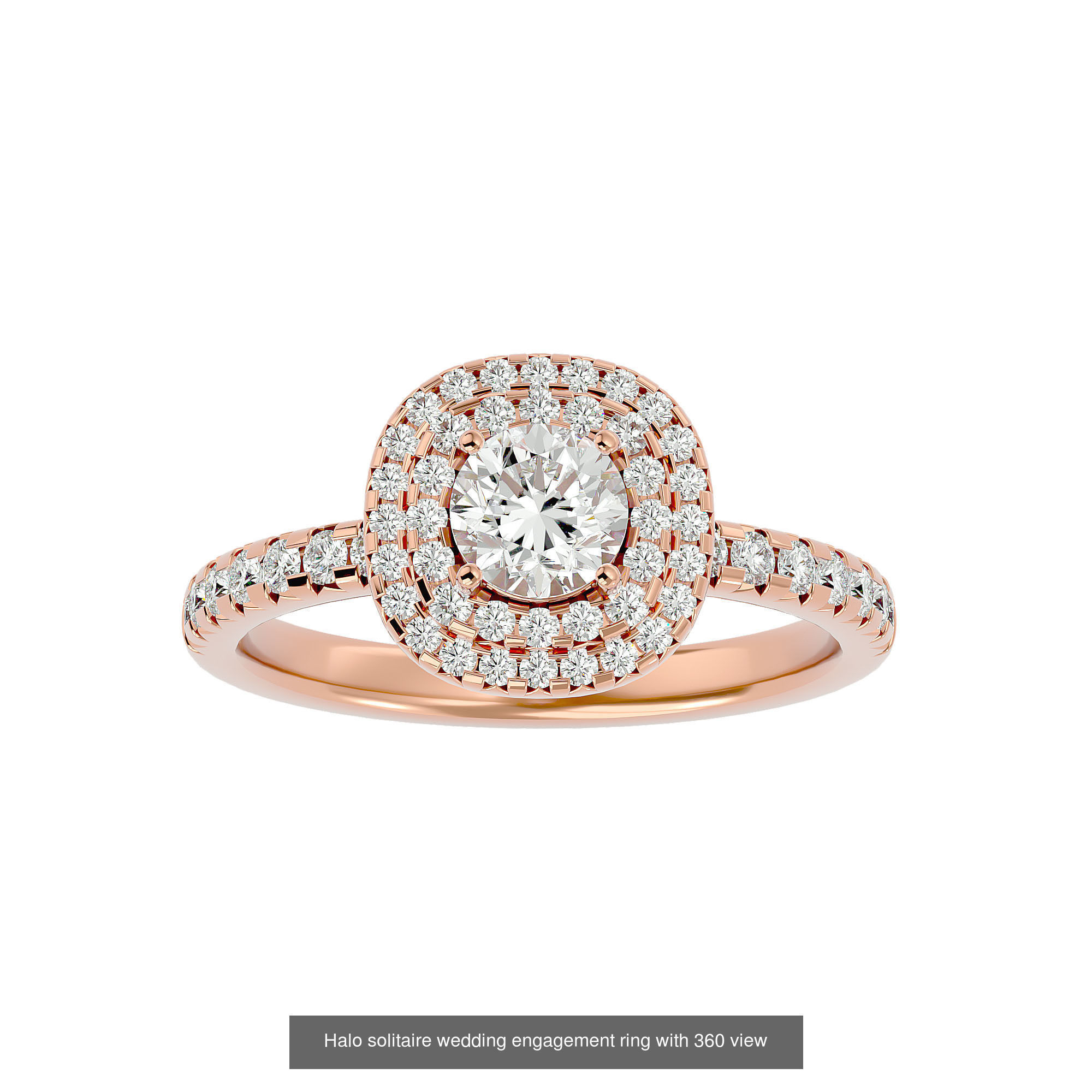 182 Halo solitaire wedding engagement ring with 360 view 3D Model Collection_137