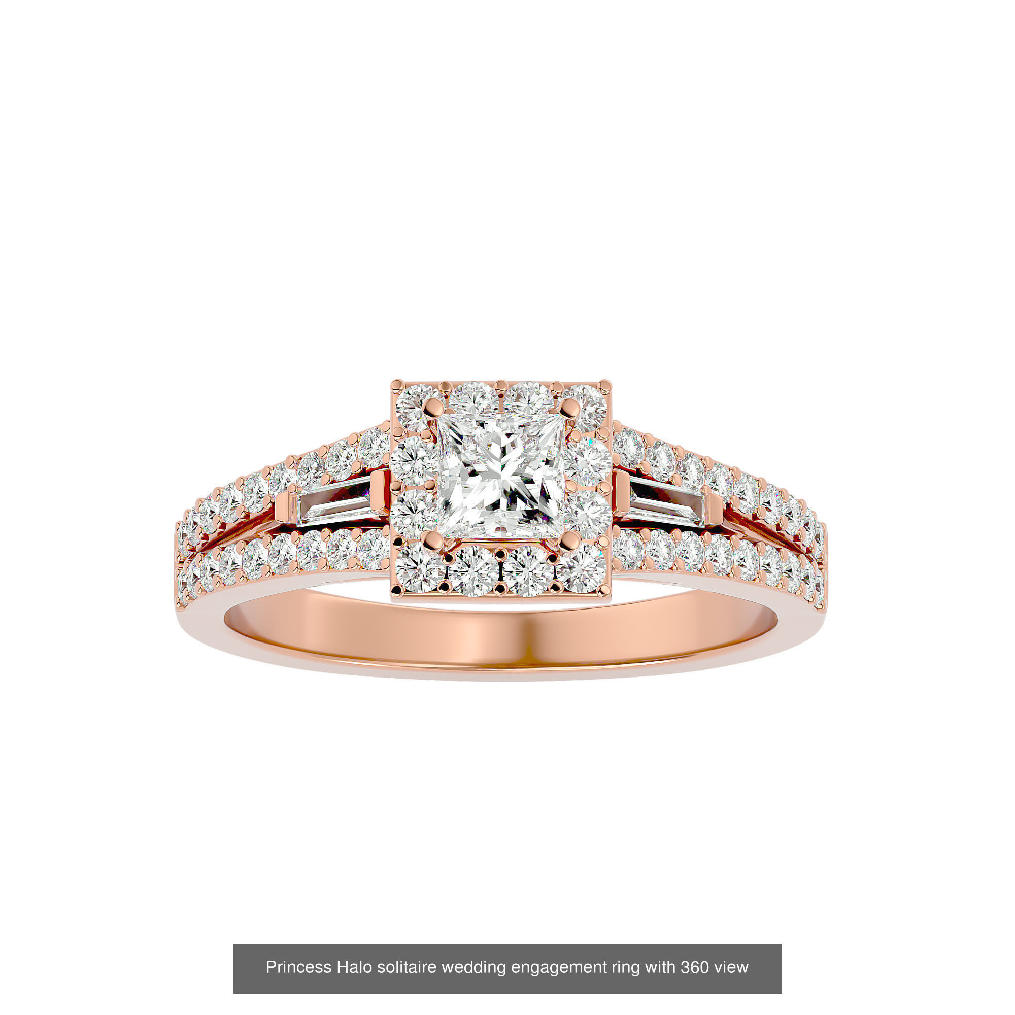 182 Halo solitaire wedding engagement ring with 360 view 3D Model Collection_27