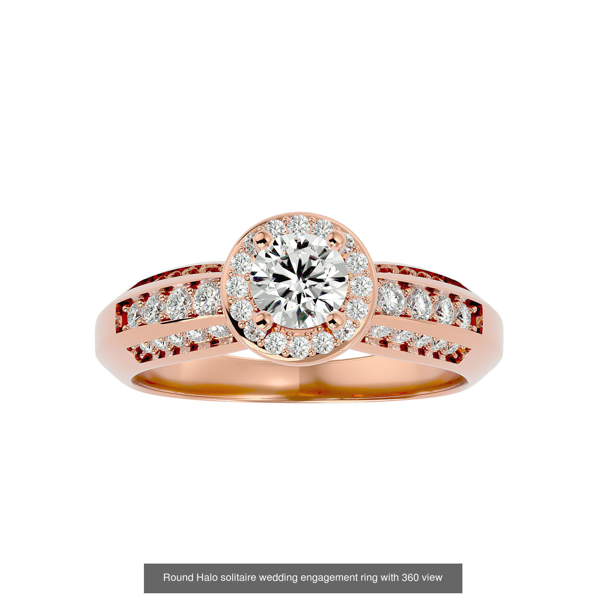 182 Halo solitaire wedding engagement ring with 360 view 3D Model Collection_65