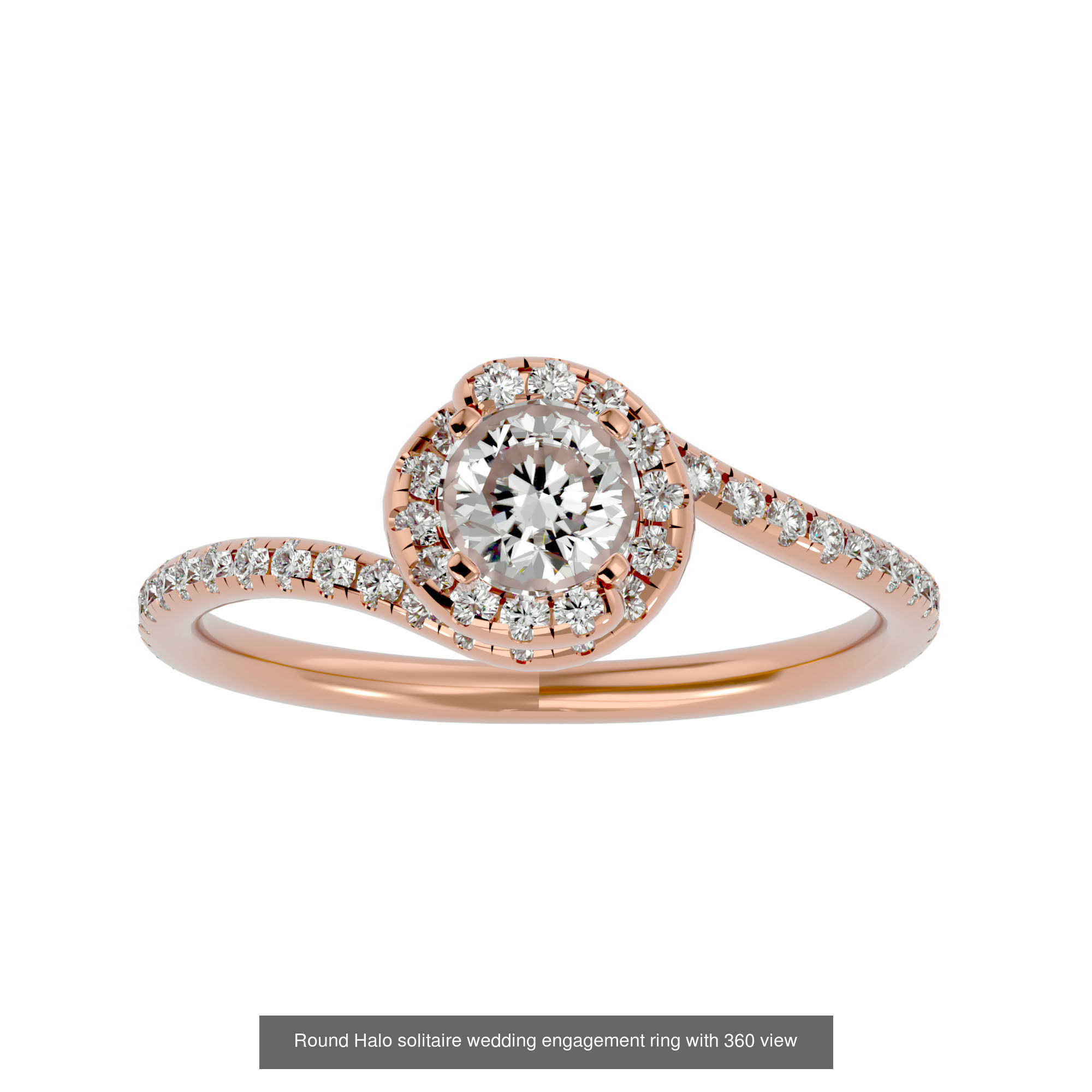 182 Halo solitaire wedding engagement ring with 360 view 3D Model Collection_79