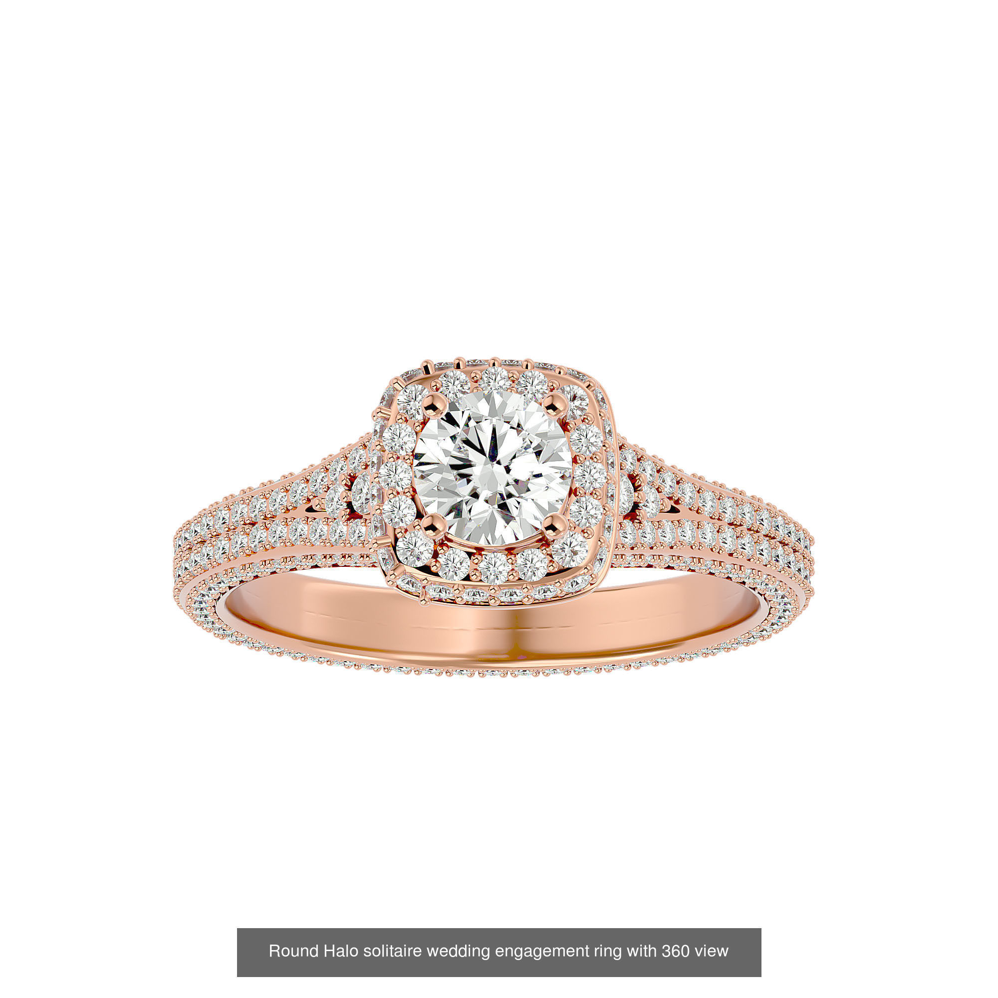 182 Halo solitaire wedding engagement ring with 360 view 3D Model Collection_75