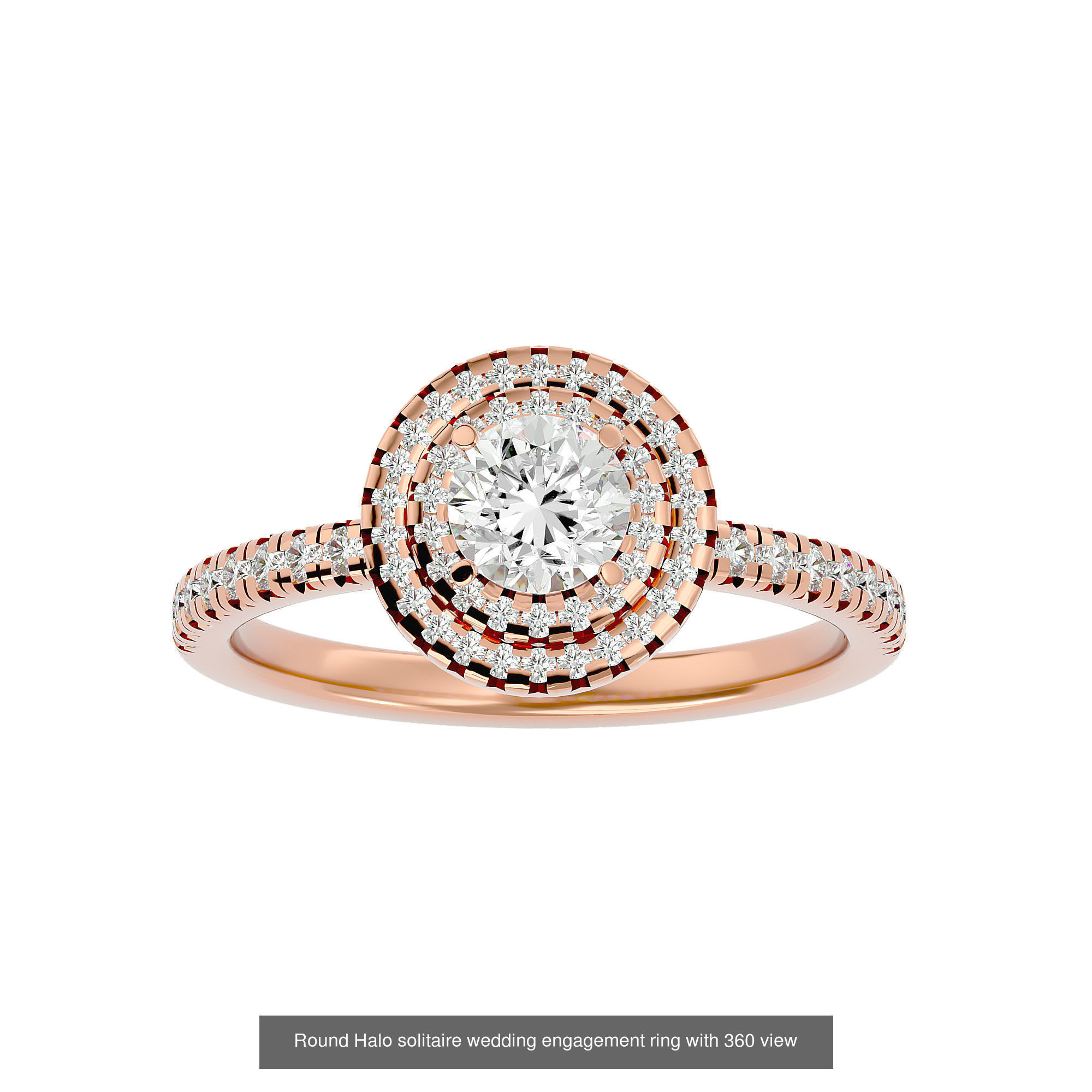 182 Halo solitaire wedding engagement ring with 360 view 3D Model Collection_149