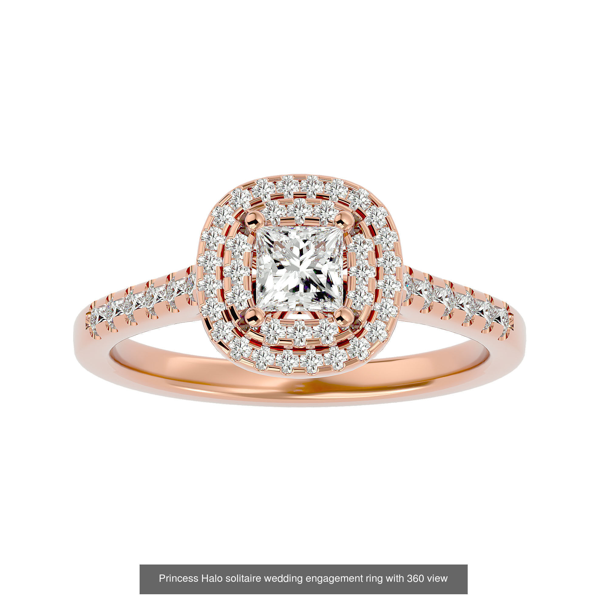 182 Halo solitaire wedding engagement ring with 360 view 3D Model Collection_303